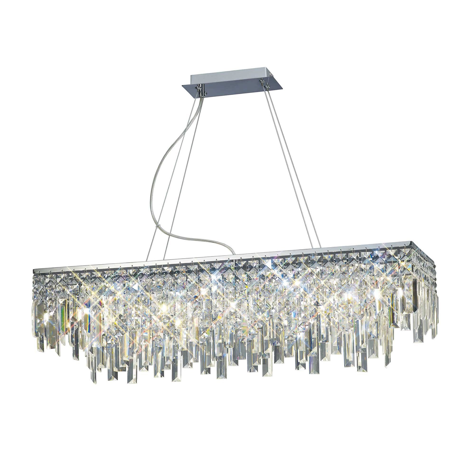 Diyas Maddison 6 Light Rectangular Pendant - Polished Chrome & Crystal