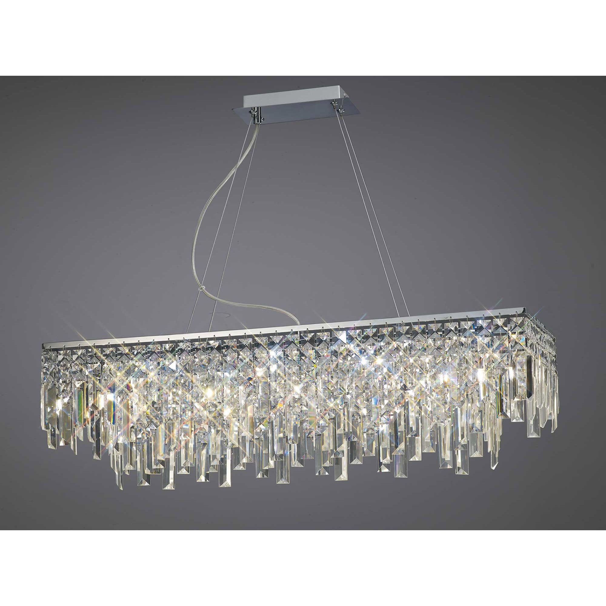Diyas Maddison 6 Light Rectangular Pendant - Polished Chrome & Crystal
