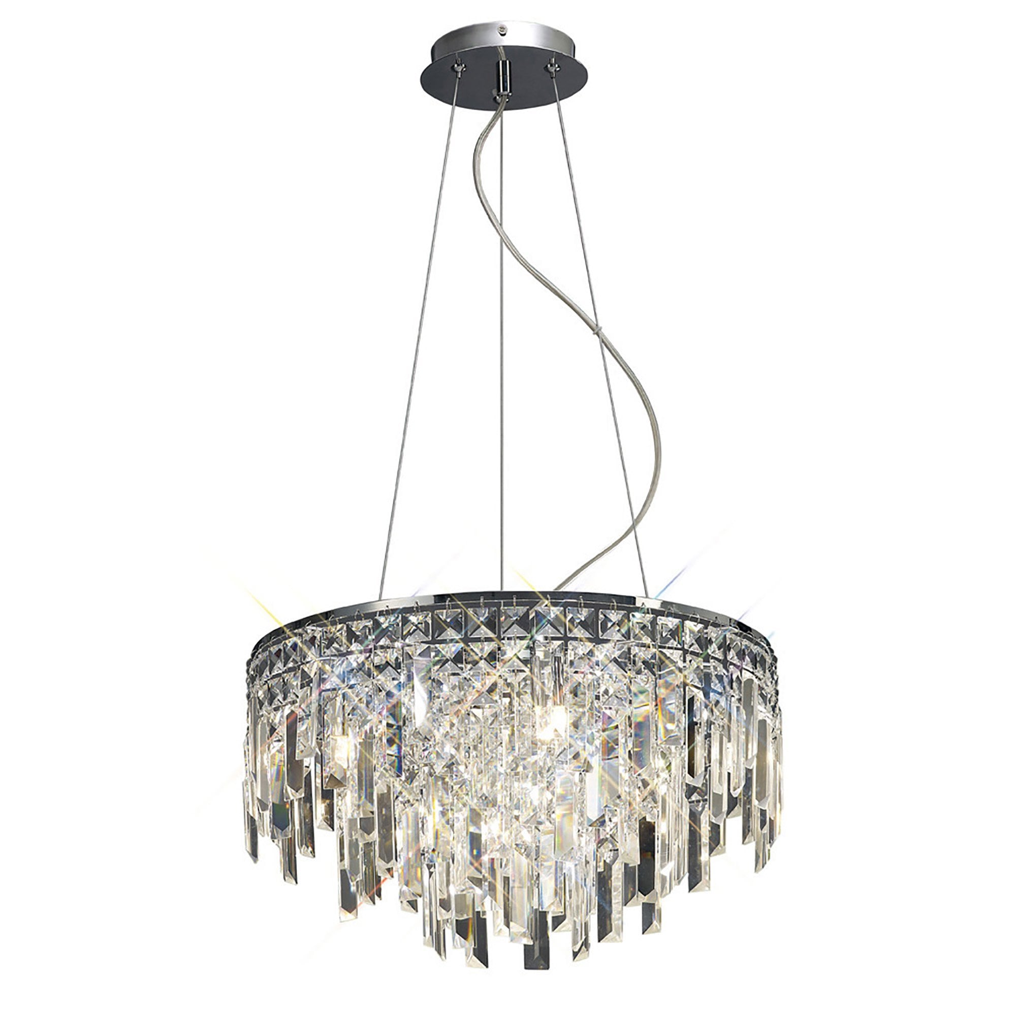 Diyas Maddison 6 Light Round Pendant - Polished Chrome & Crystal