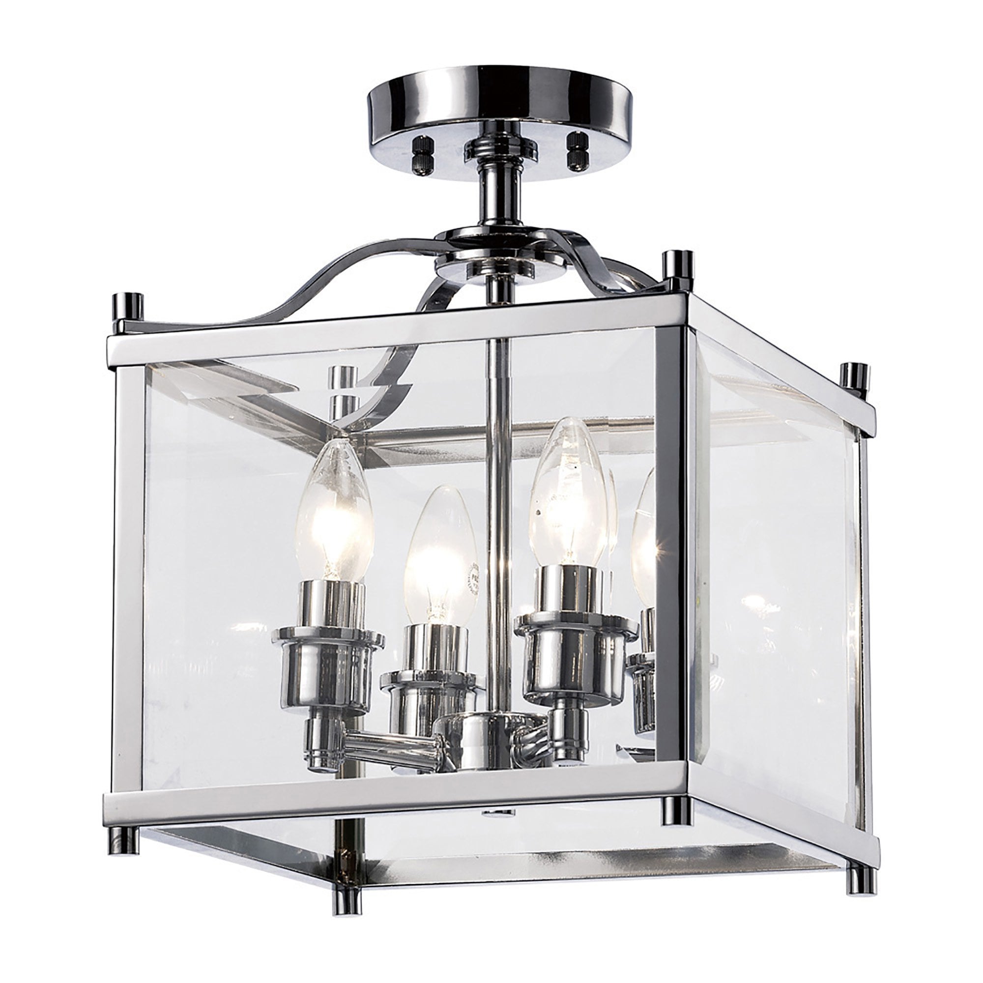 Diyas IL31101 Aston Semi Ceiling 4 Light Polished Chrome/Glass