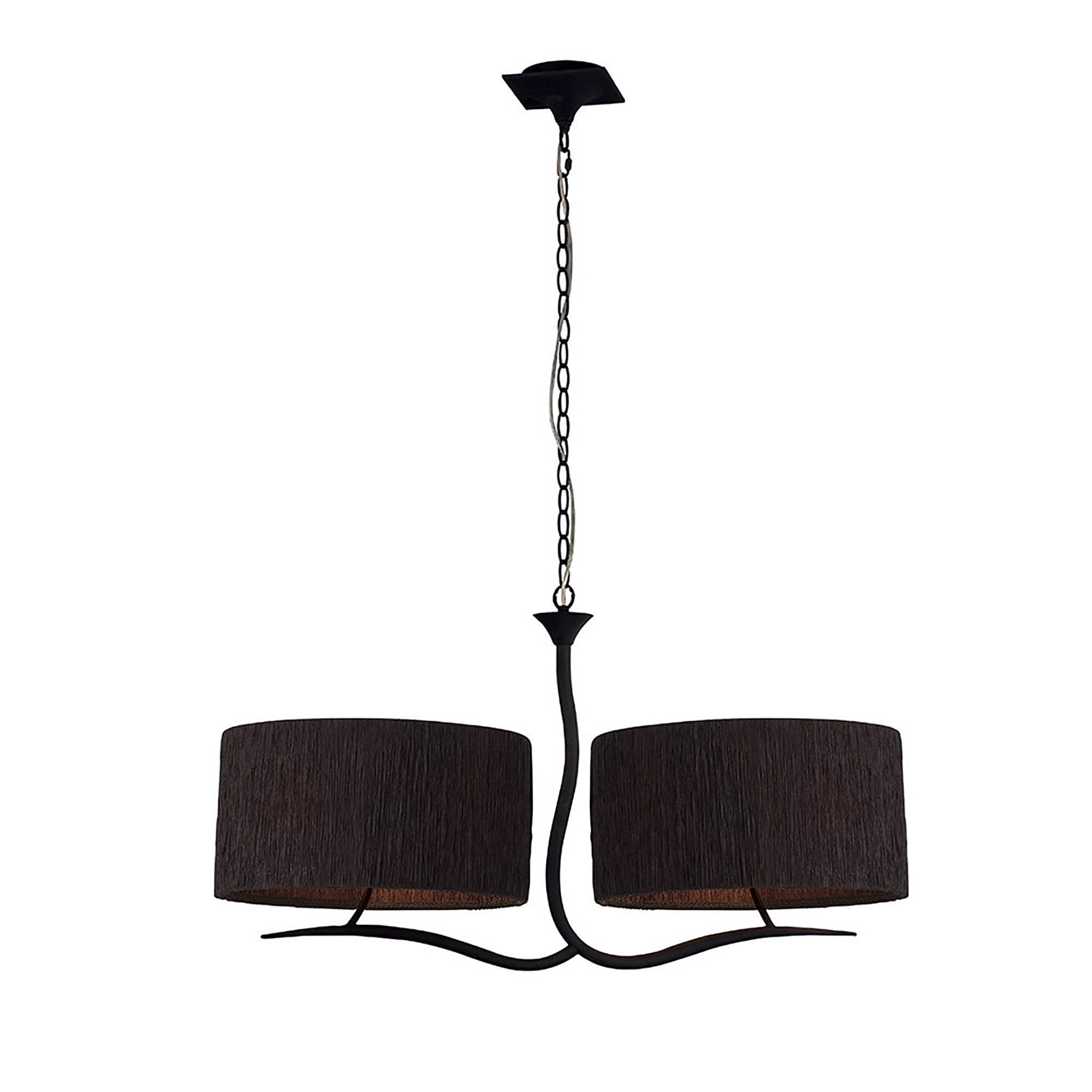 Mantra Eve 2 Arm 4 Light Pendant in Anthracite with Black Oval Shades