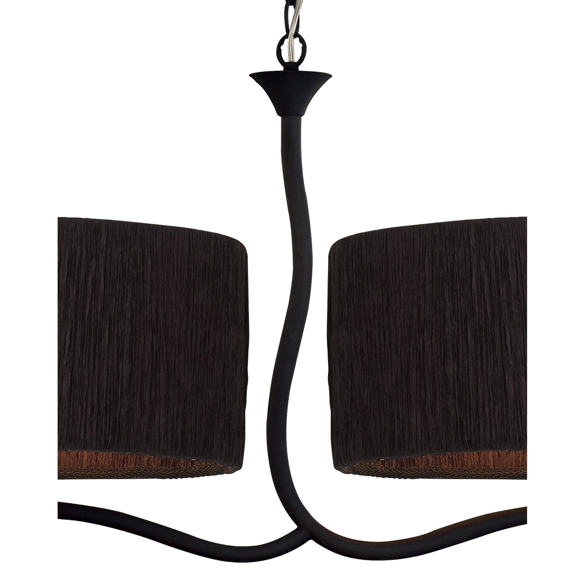 Mantra Eve 2 Arm 4 Light Pendant in Anthracite with Black Oval Shades