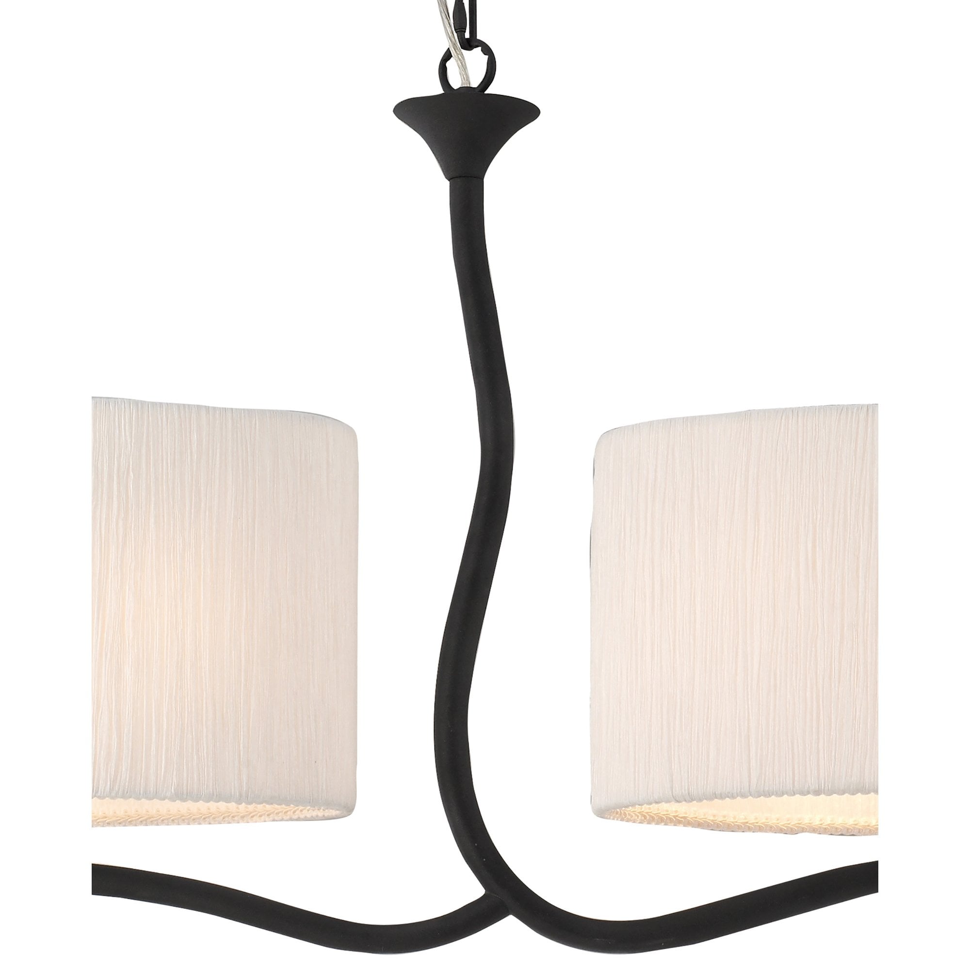 Mantra Eve 2 Arm 4 Light Pendant in Anthracite with White Oval Shades