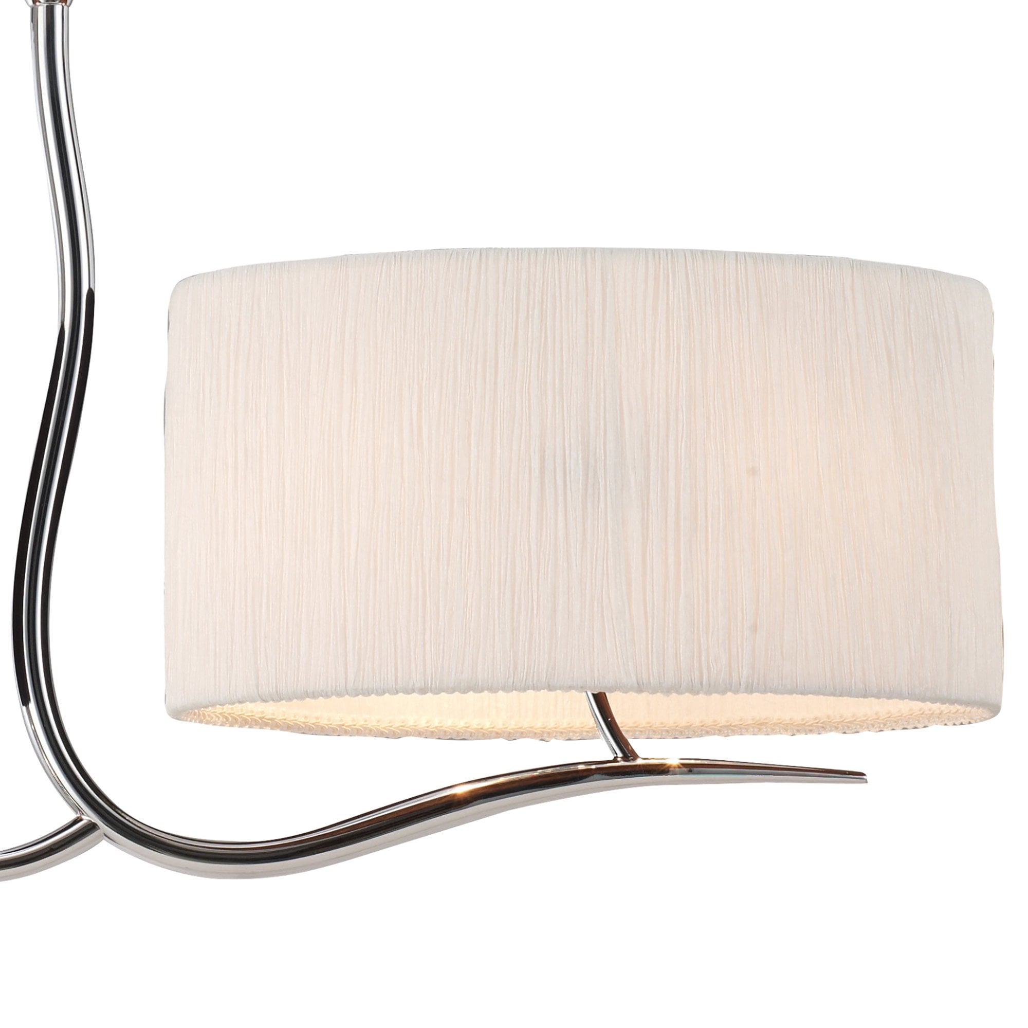 Mantra Eve 2 Arm 4 Light Pendant in Polished Chrome with White Oval Shades