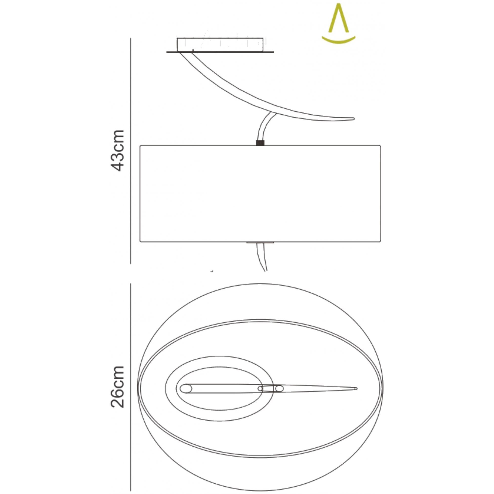Mantra Eve 2 Light Semi Flush Ceiling Fitting in Polished Chrome with White Oval Shade