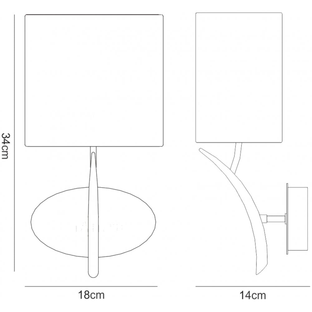 Mantra Eve Single Light Switched Wall Fitting in Polished Chrome with White Oval Shade