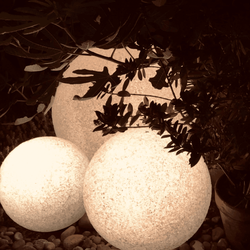 Stone Globe Spherical Garden Light - Limestone - Low Voltage