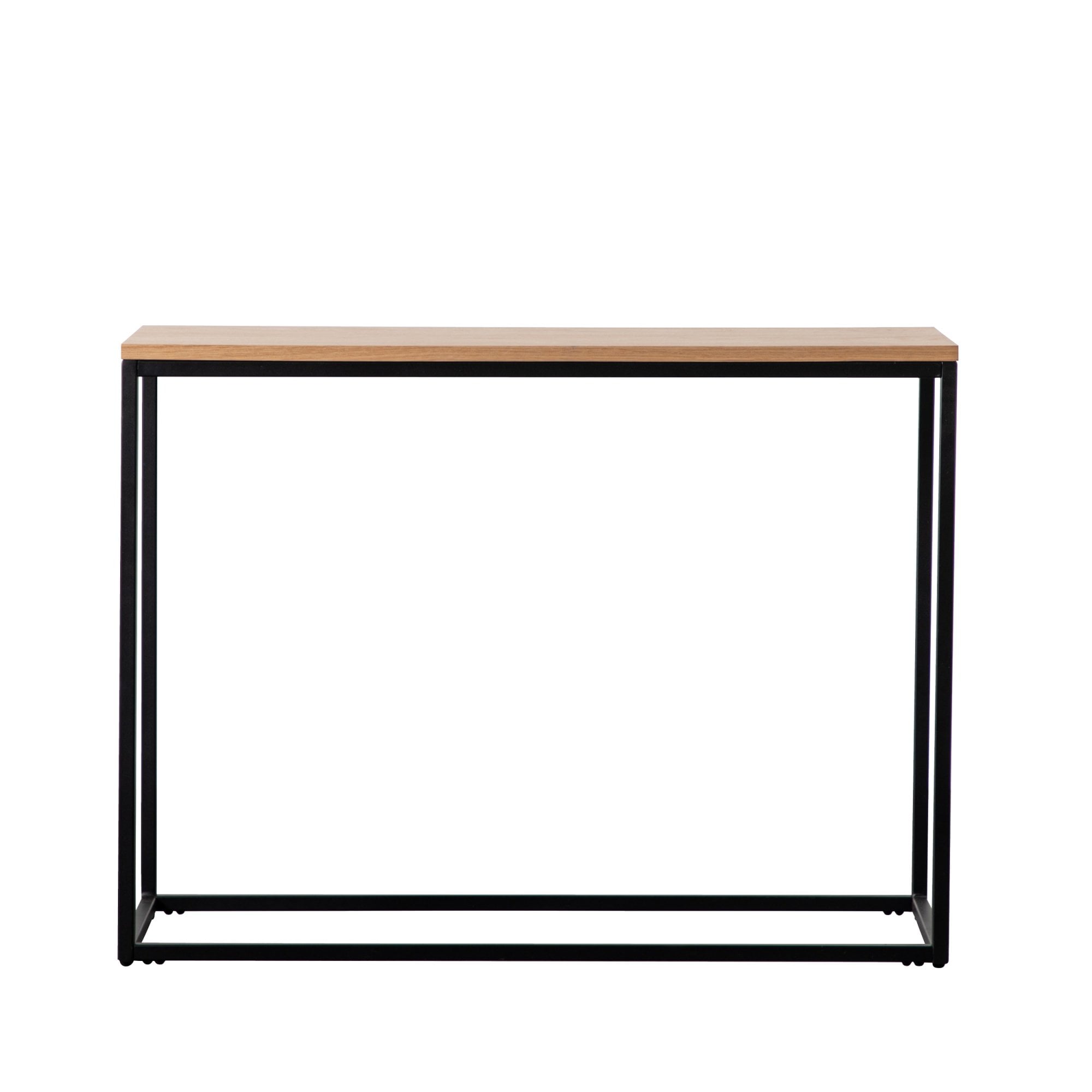 Mura Hay Console Table - Natural Oak Veneer With Matt Black