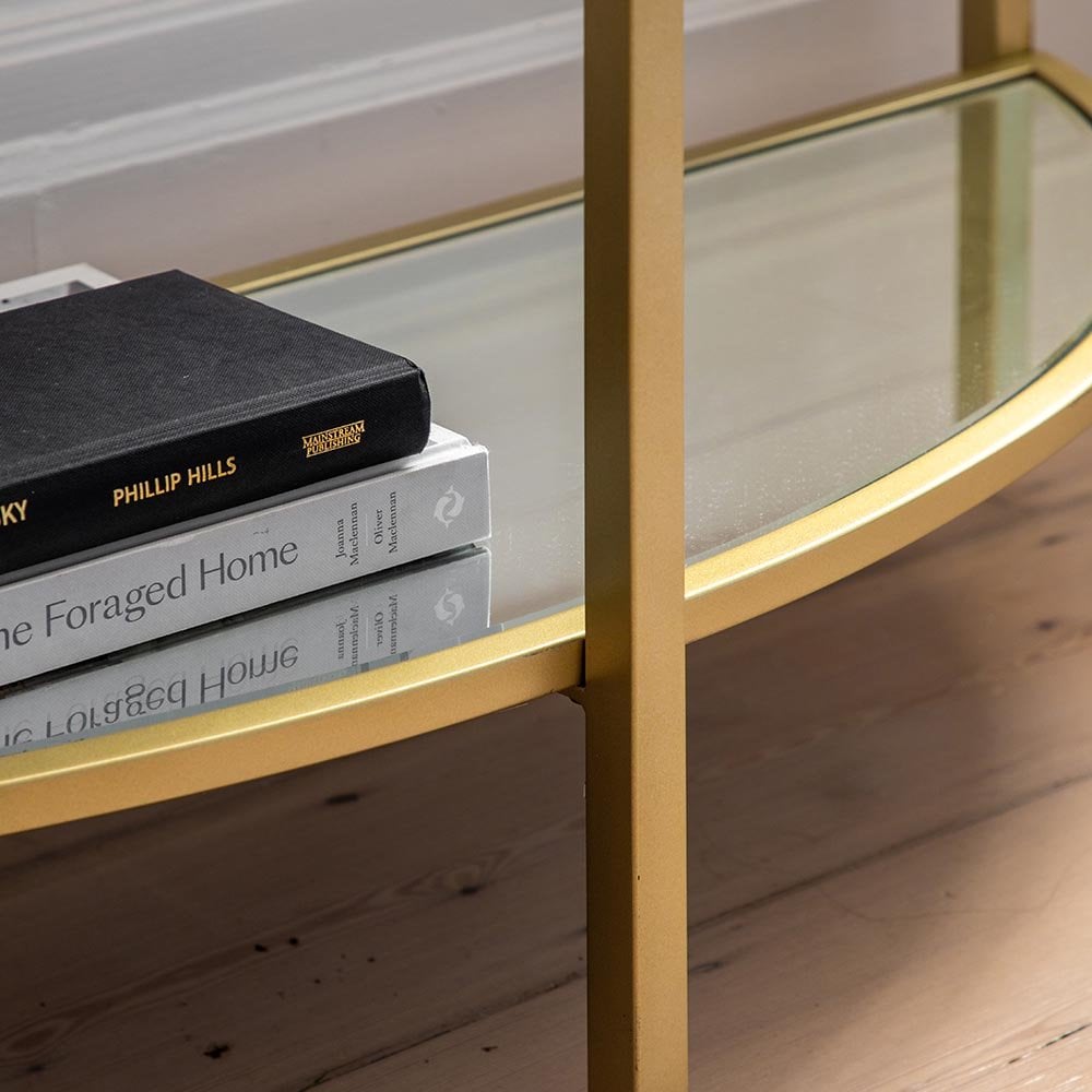 Mura Murray Half Moon Console Table - Champagne Gold