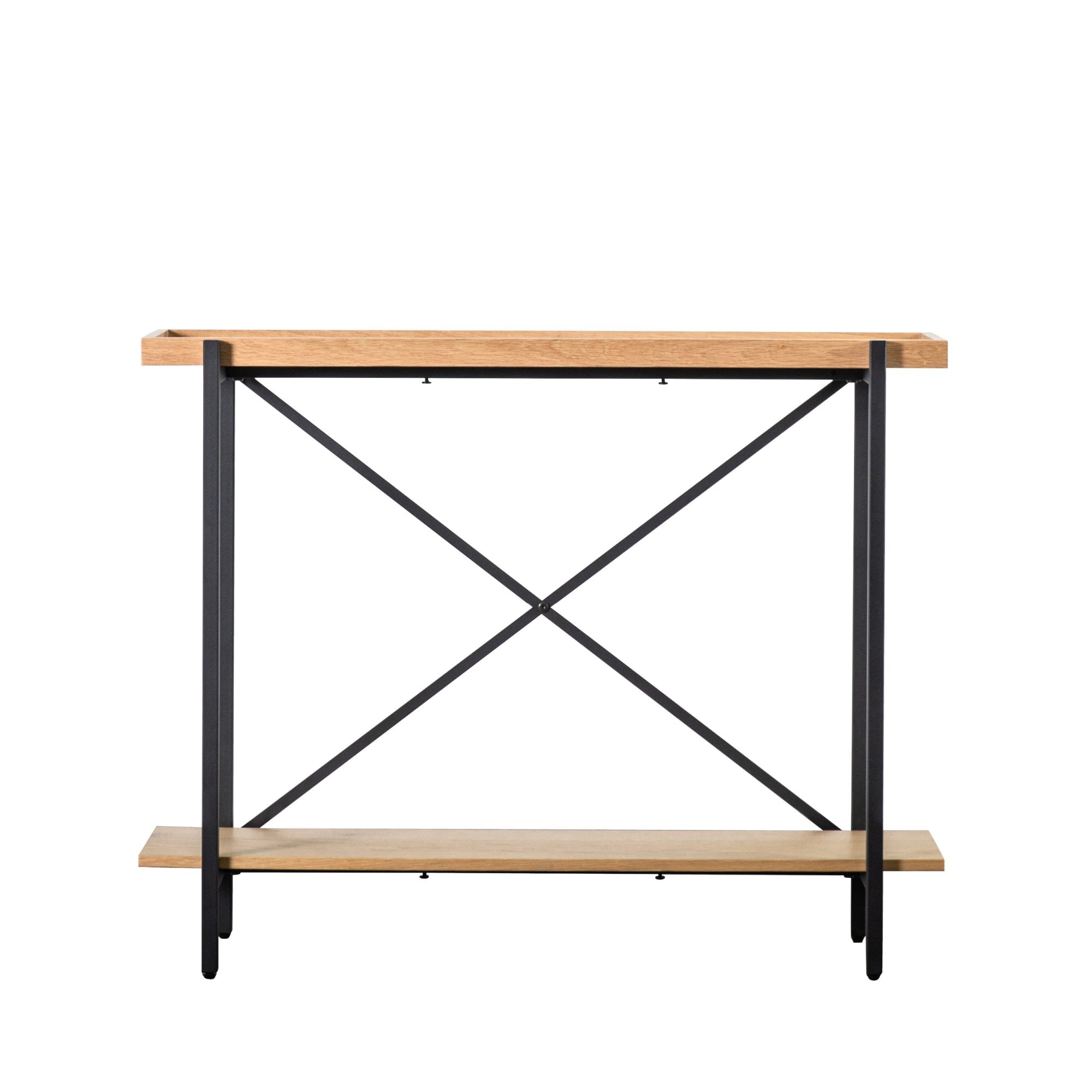 Mura Mounts Bay Console Table - Matt Black & Natural Oak Veneer