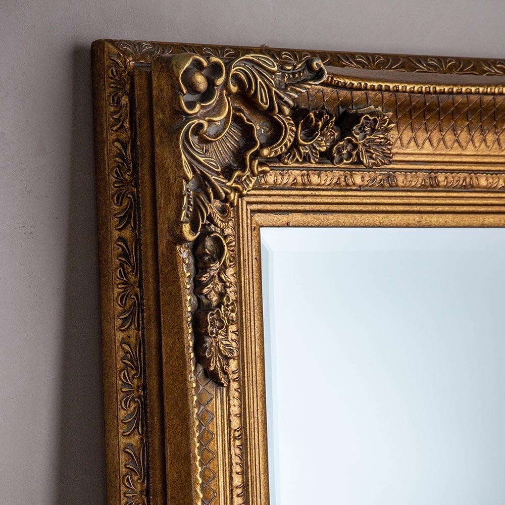 Mura Riverside Rectangle Full Length Leaner Mirror - Aged Gold Wood