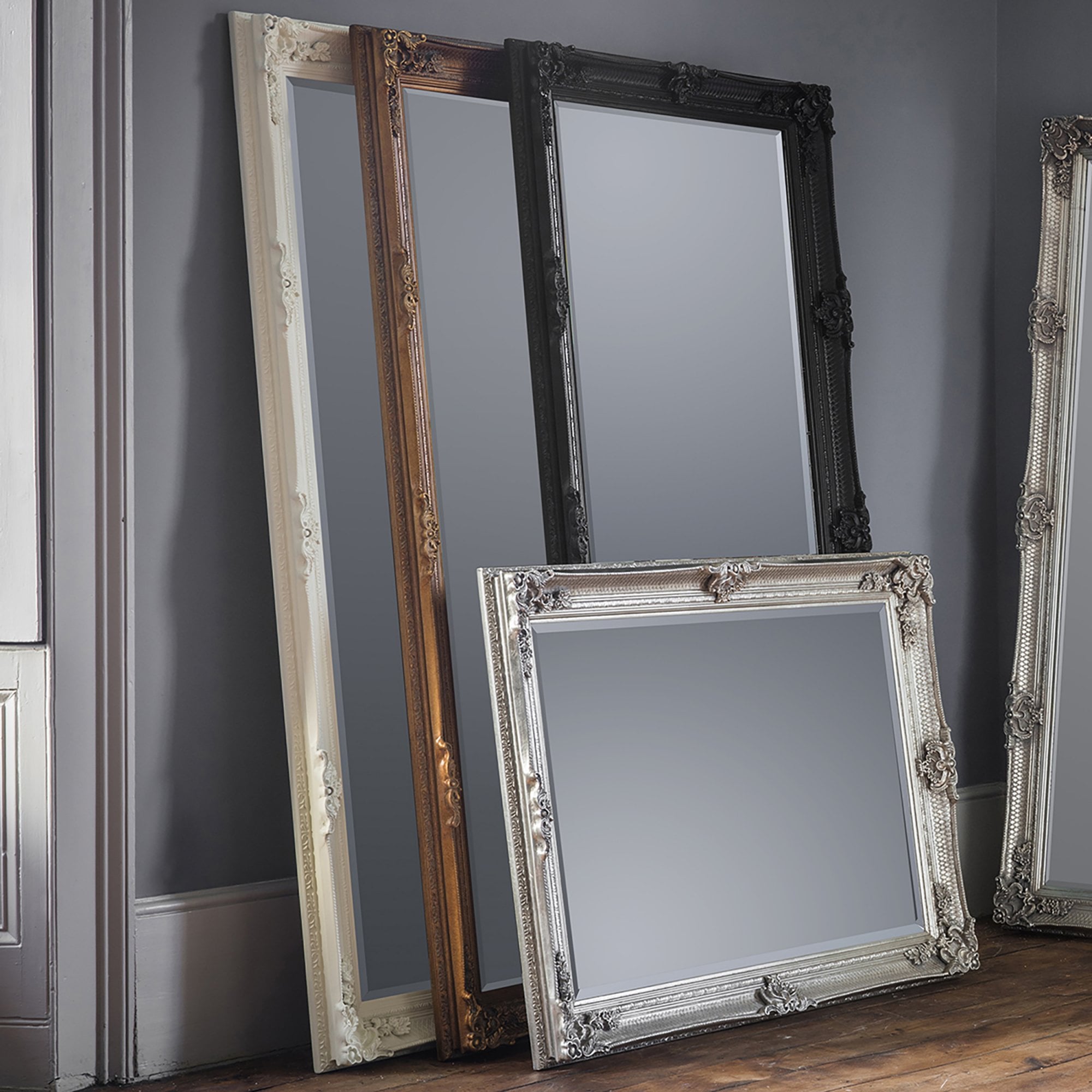 Mura Riverside Rectangle Full Length Leaner Mirror - Aged Gold Wood