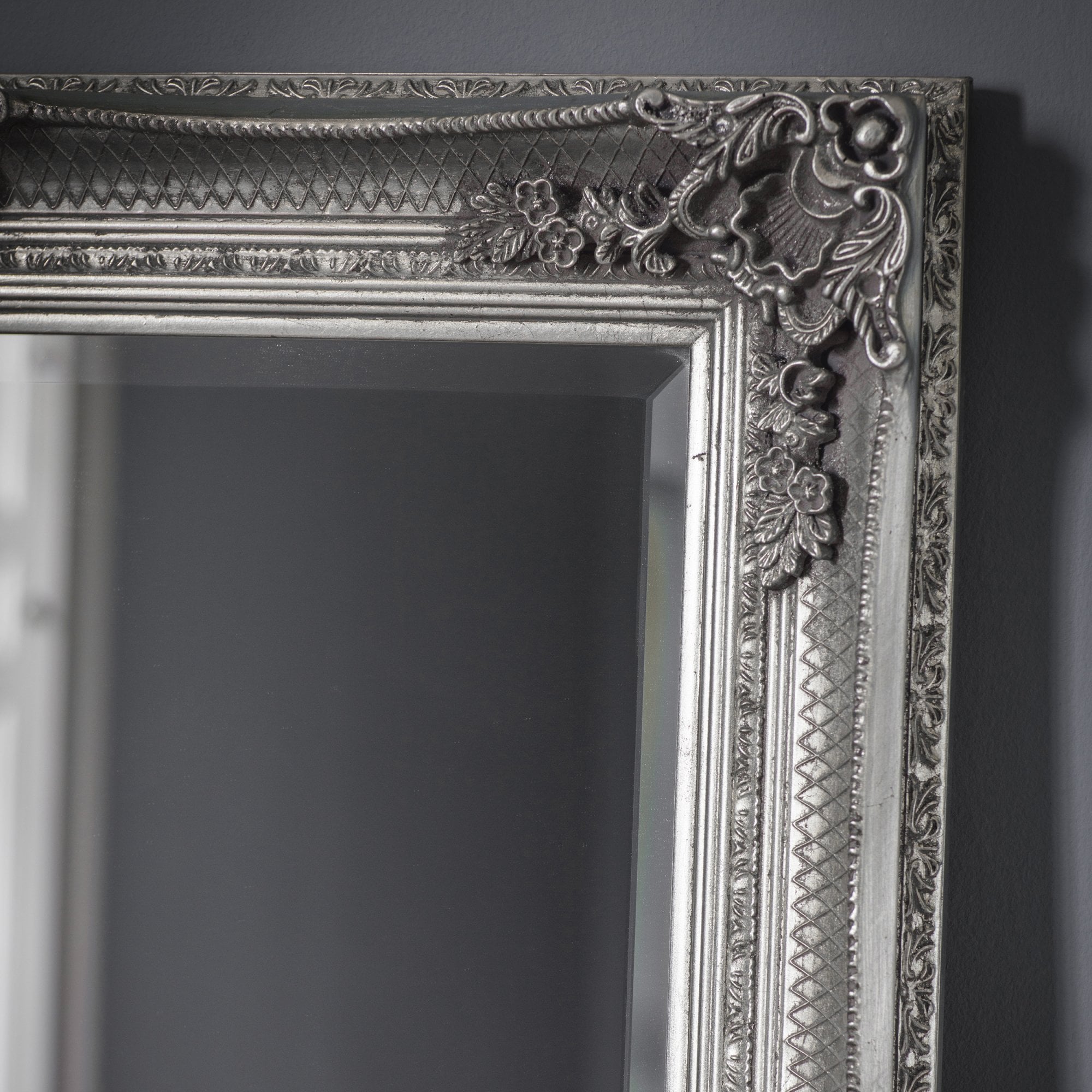 Mura Riverside Rectangle Full Length Leaner Mirror - Aged Silver Wood