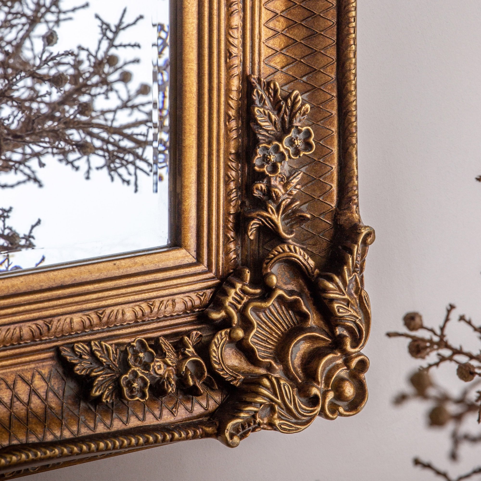 Mura Riverside Rectangle Wall Mirror - Aged Gold Wood
