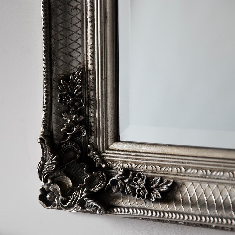 Mura Riverside Rectangle Wall Mirror - Aged Silver Wood