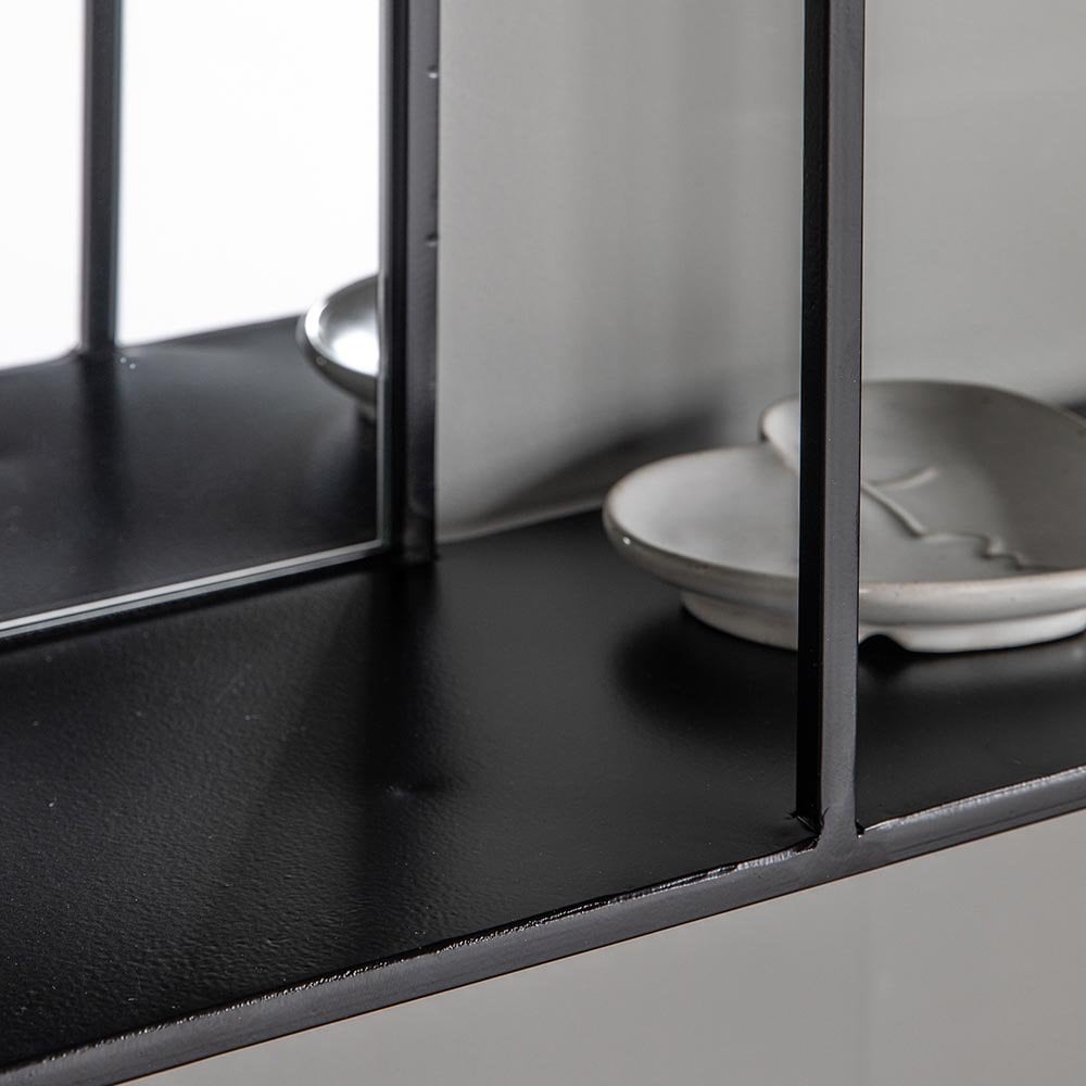 Mura Guildford Rectangle Wall Mirror With Shelves - Matt Black