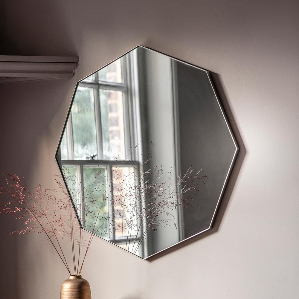 Mura Welshpool Octagon Wall Mirror - Satin Silver