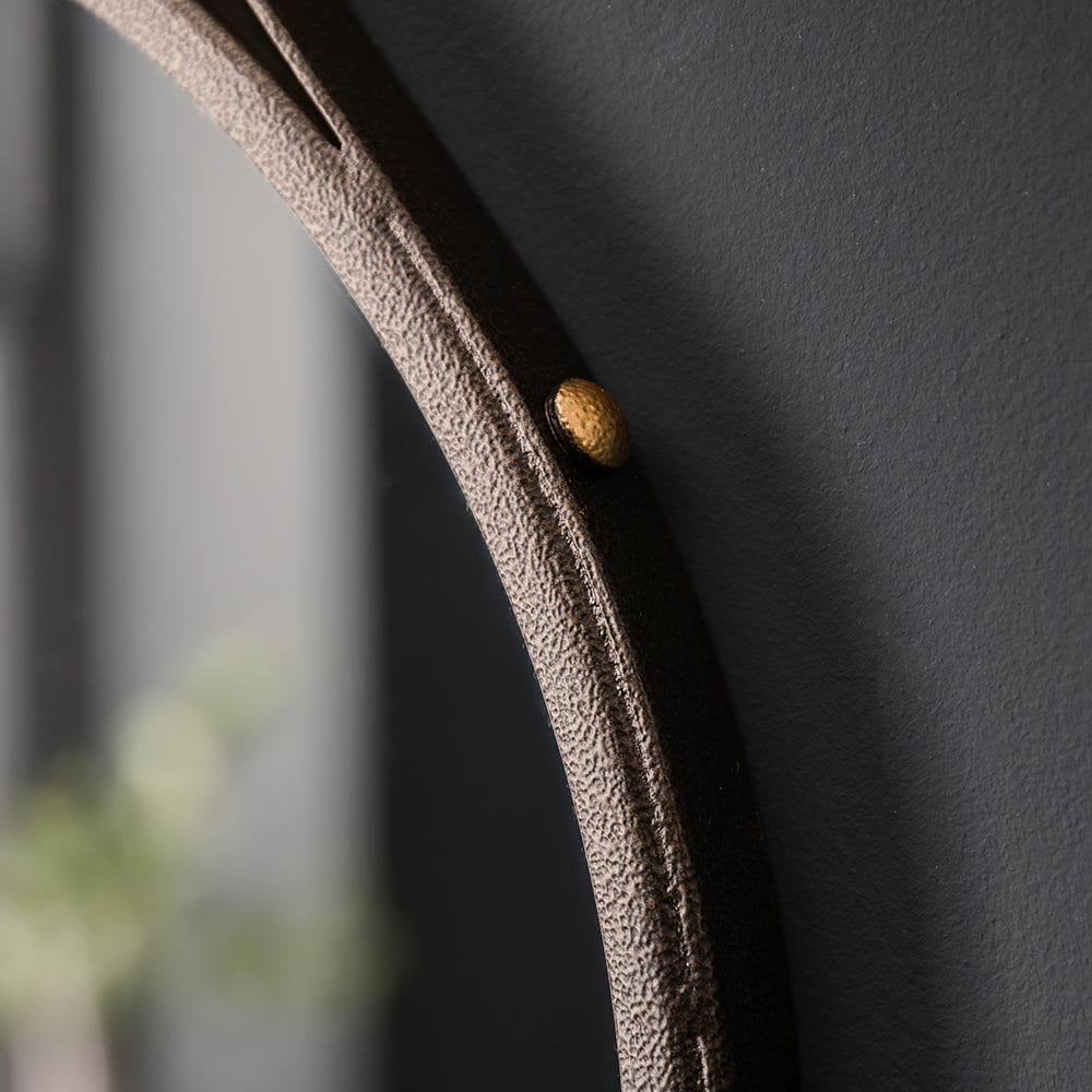 Mura Swan Medium Round Hanging Wall Mirror - Aged Bronze