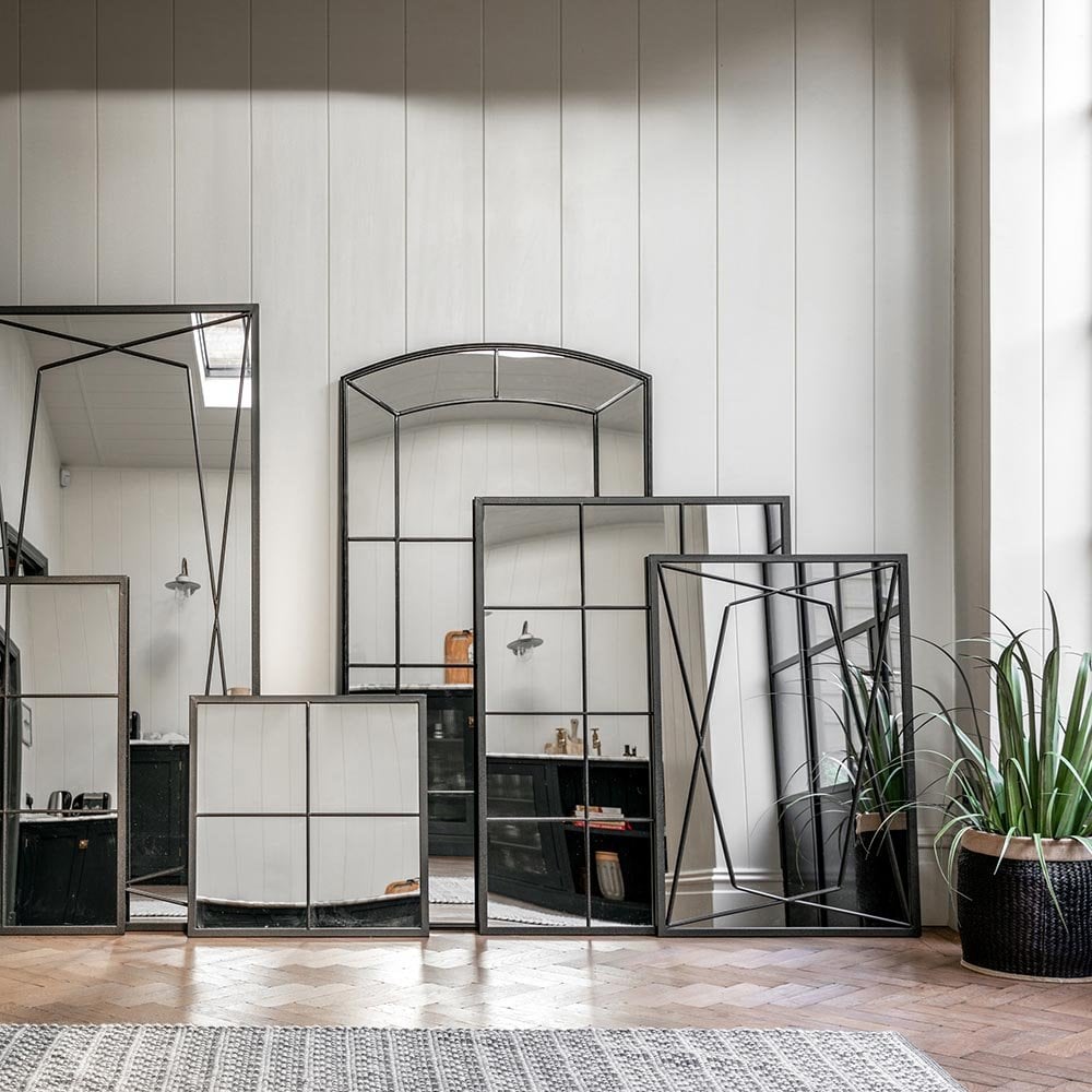 Mura Fitzgerald Rectangle Window Wall Mirror - Aged Black