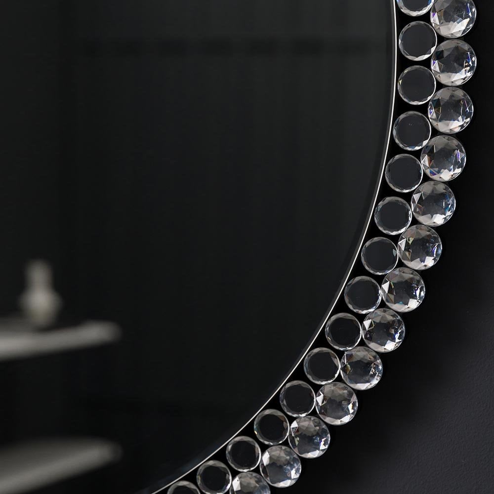 Mura Barrack Large Round Wall Mirror - Clear Faceted Frame