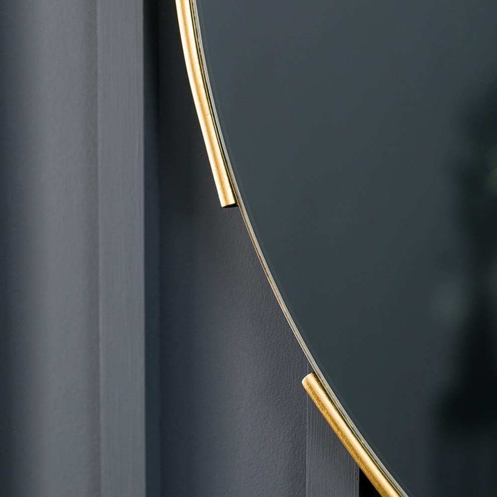 Mura Coode Tubular Notched Round Wall Mirror - Aged Gold