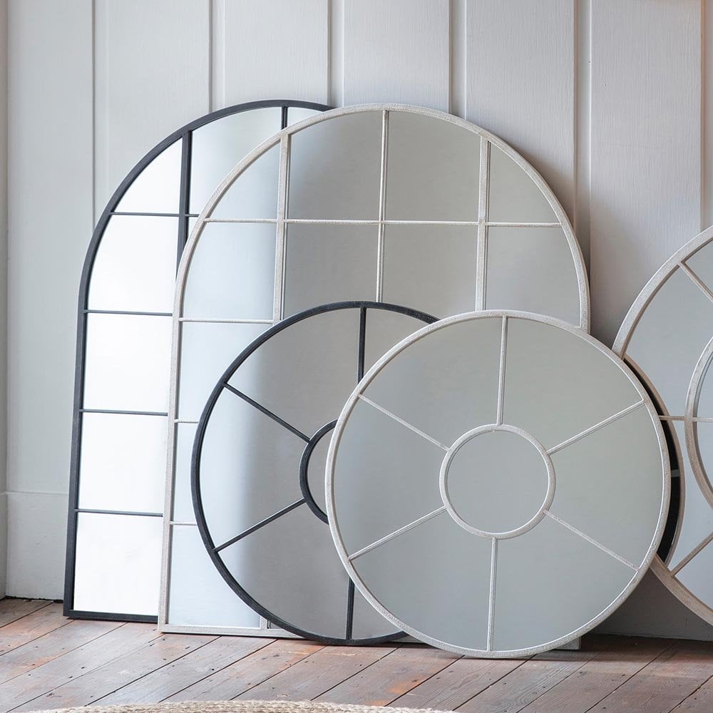 Mura Brookton Arch Window Wall Mirror - Matt White
