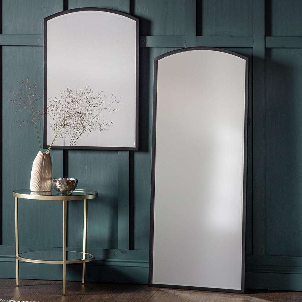 Mura Oxford Tall Arch Full Length Wall Mirror - Aged Black