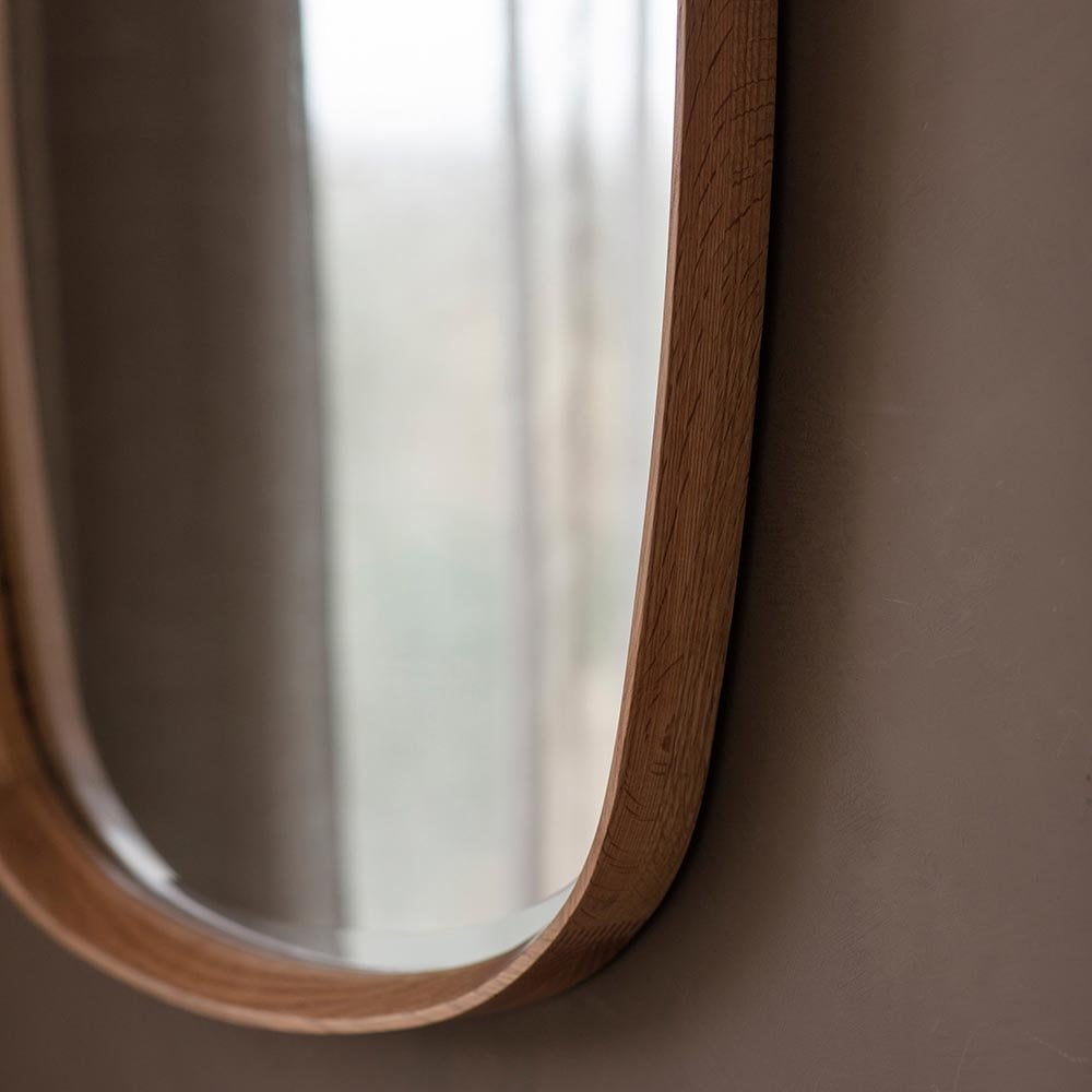 Mura Harold Ellipse Wall Mirror - Solid Oak
