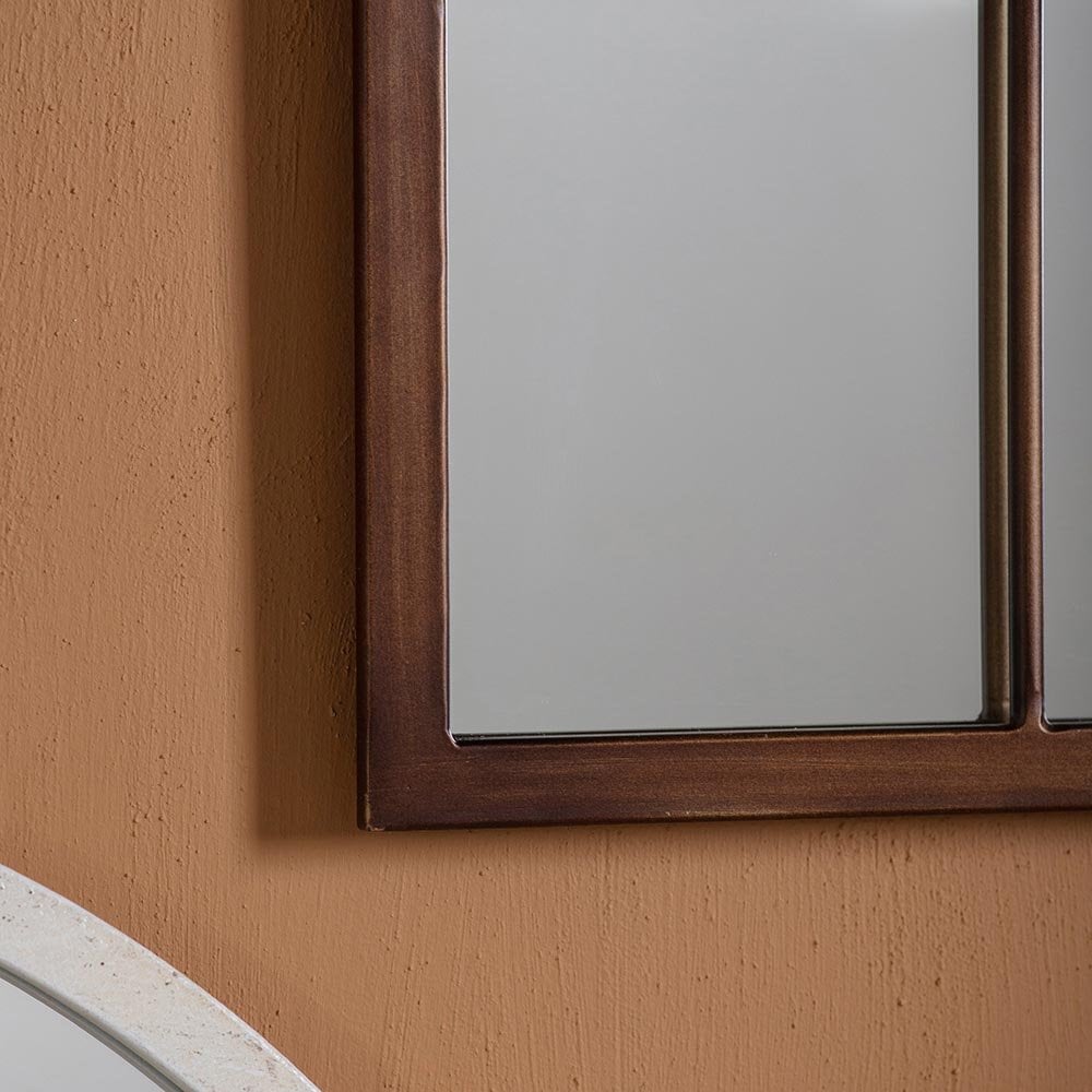 Mura Thelma Arch Window Wall Mirror - Aged Bronze Paint
