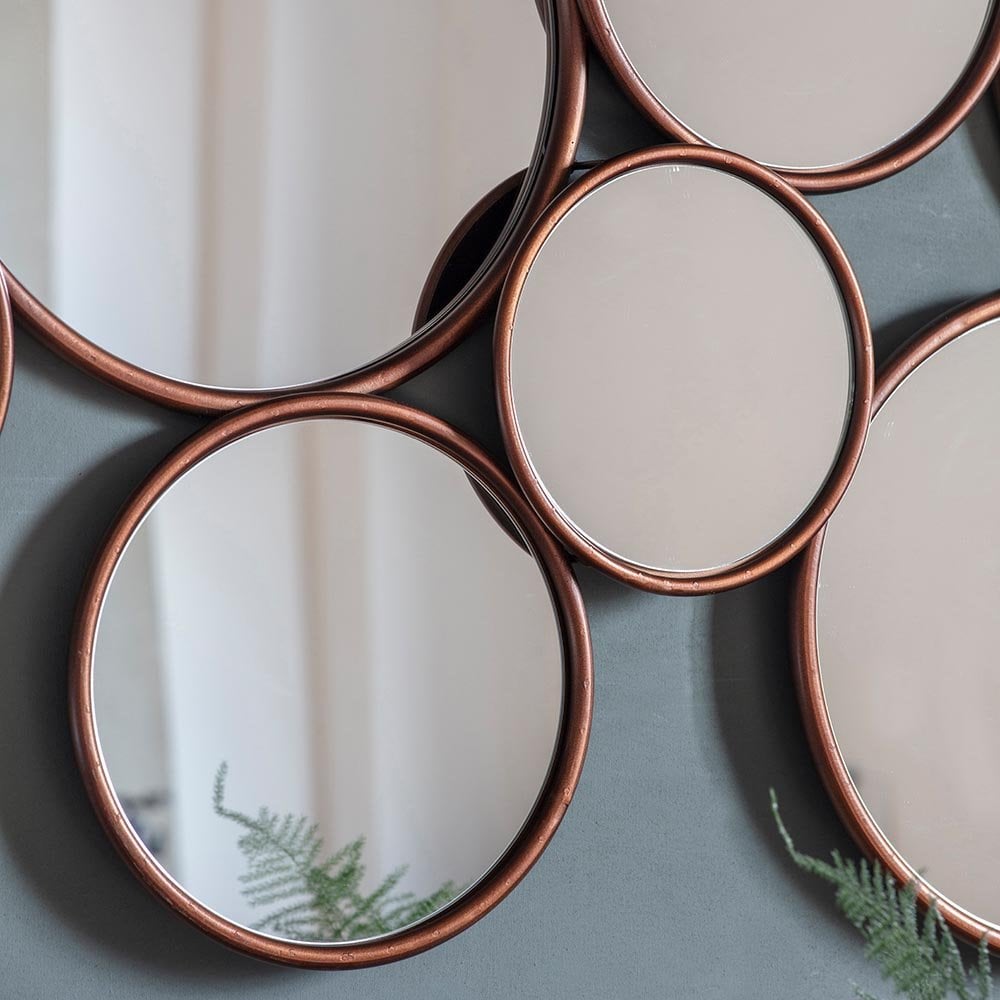 Mura Alma Round Cluster Wall Mirror - Antique Copper