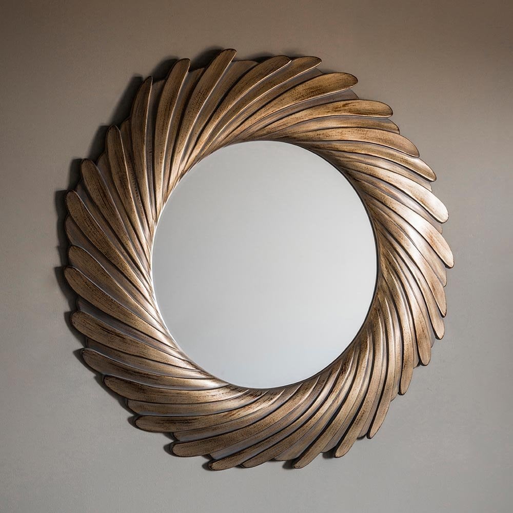 Mura Turbot Round Wall Mirror - Gold Verdigris