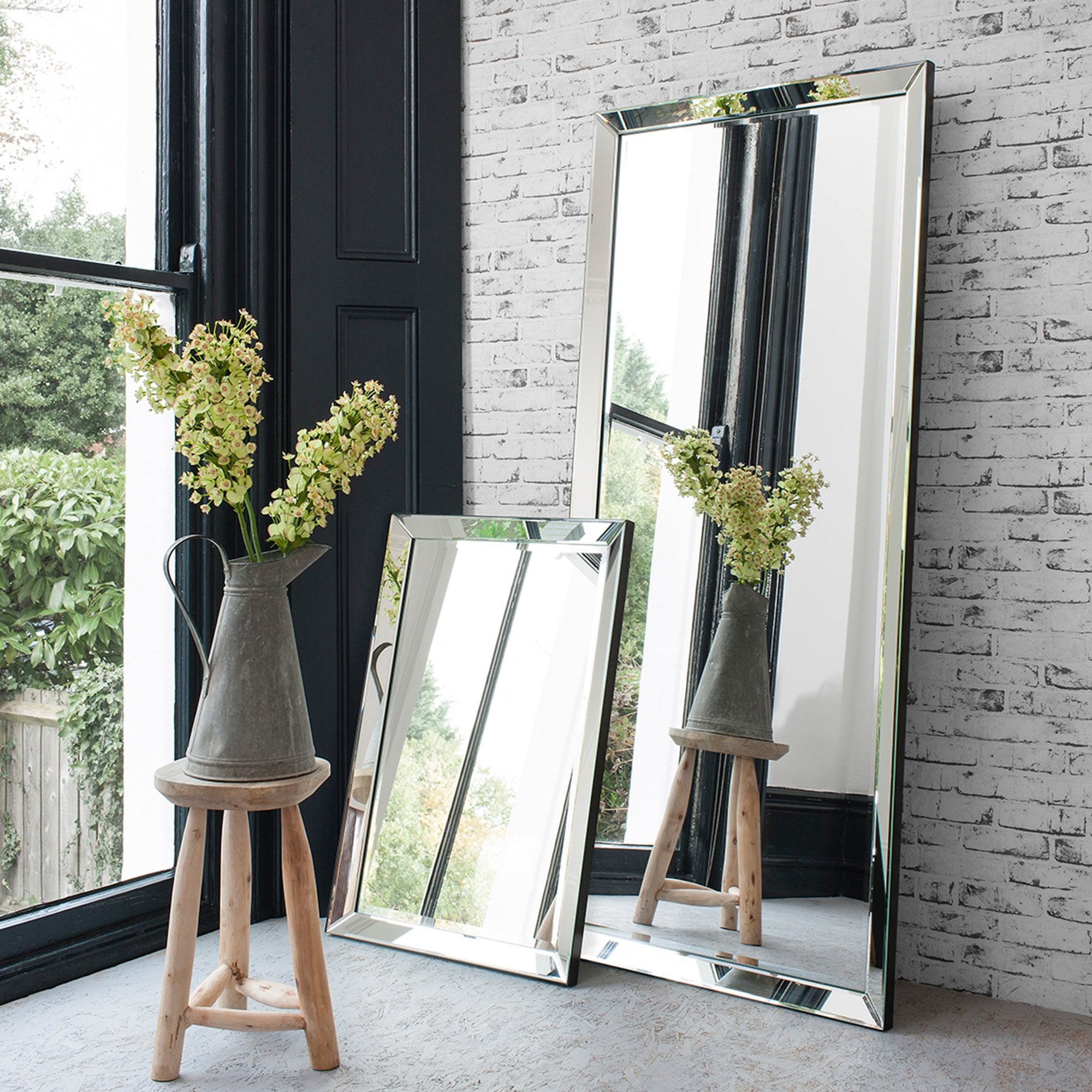 Mura Charlotte Full Length Leaner Mirror - Brushed Silver