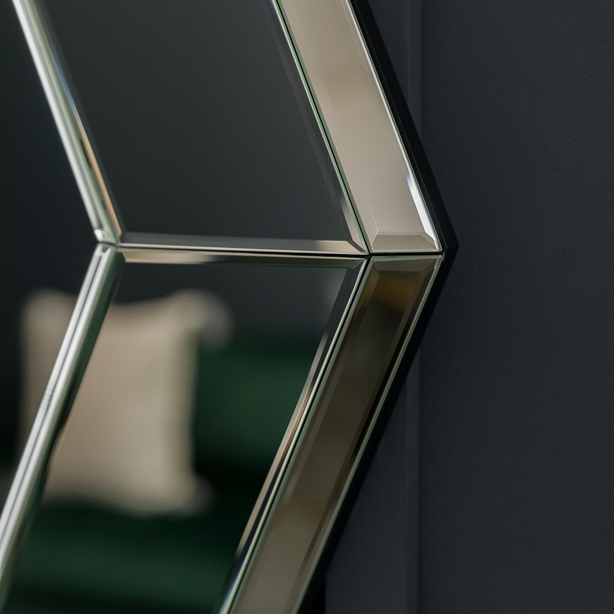 Mura Bridge Octagon Wall Mirror - Black & Clear Glass