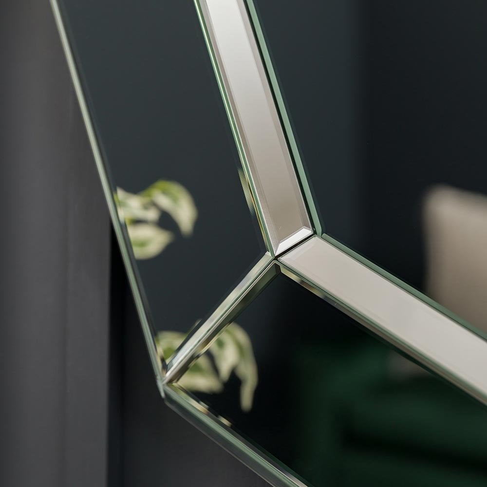 Mura Bridge Octagon Wall Mirror - Black & Clear Glass