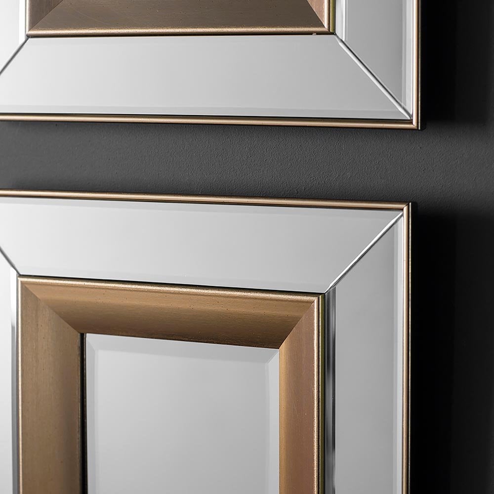 Mura Wharf Set of 4 Square Wall Mirrors - Brushed Gold