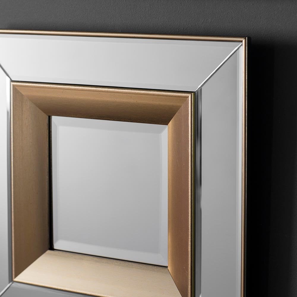 Mura Wharf Set of 4 Square Wall Mirrors - Brushed Gold