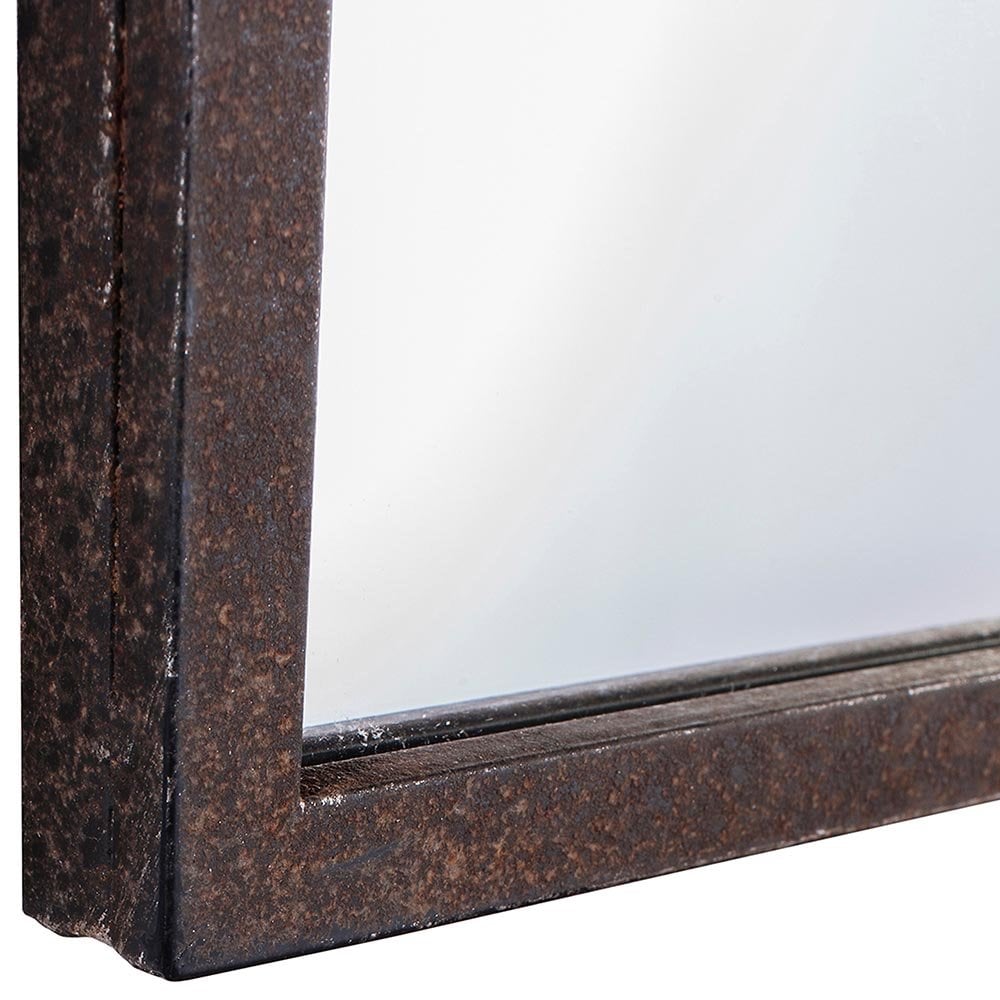 Mura York Arched Window Wall Mirror - Black Rustic