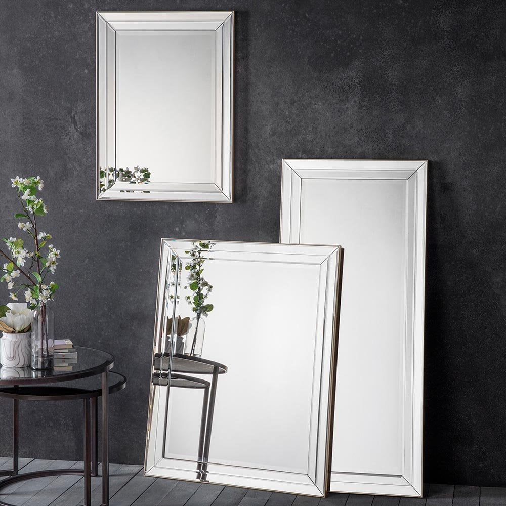 Mura Liverpool Double Bevelled Medium Rectangle Wall Mirror - Champagne Gold Paint
