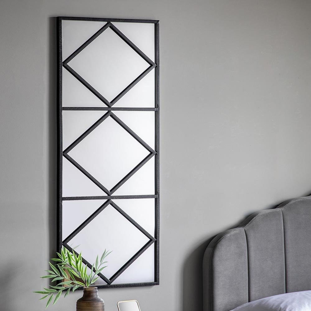 Mura Broadway Full Length Rectangular Wall Mirror - Matt Black