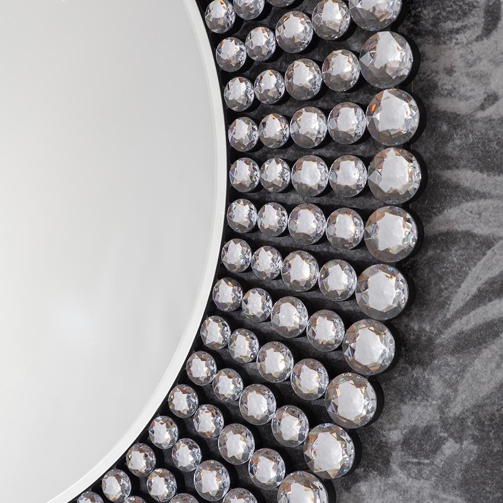 Mura Riley Round Wall Mirror - Clear Faceted Acrylic Edge