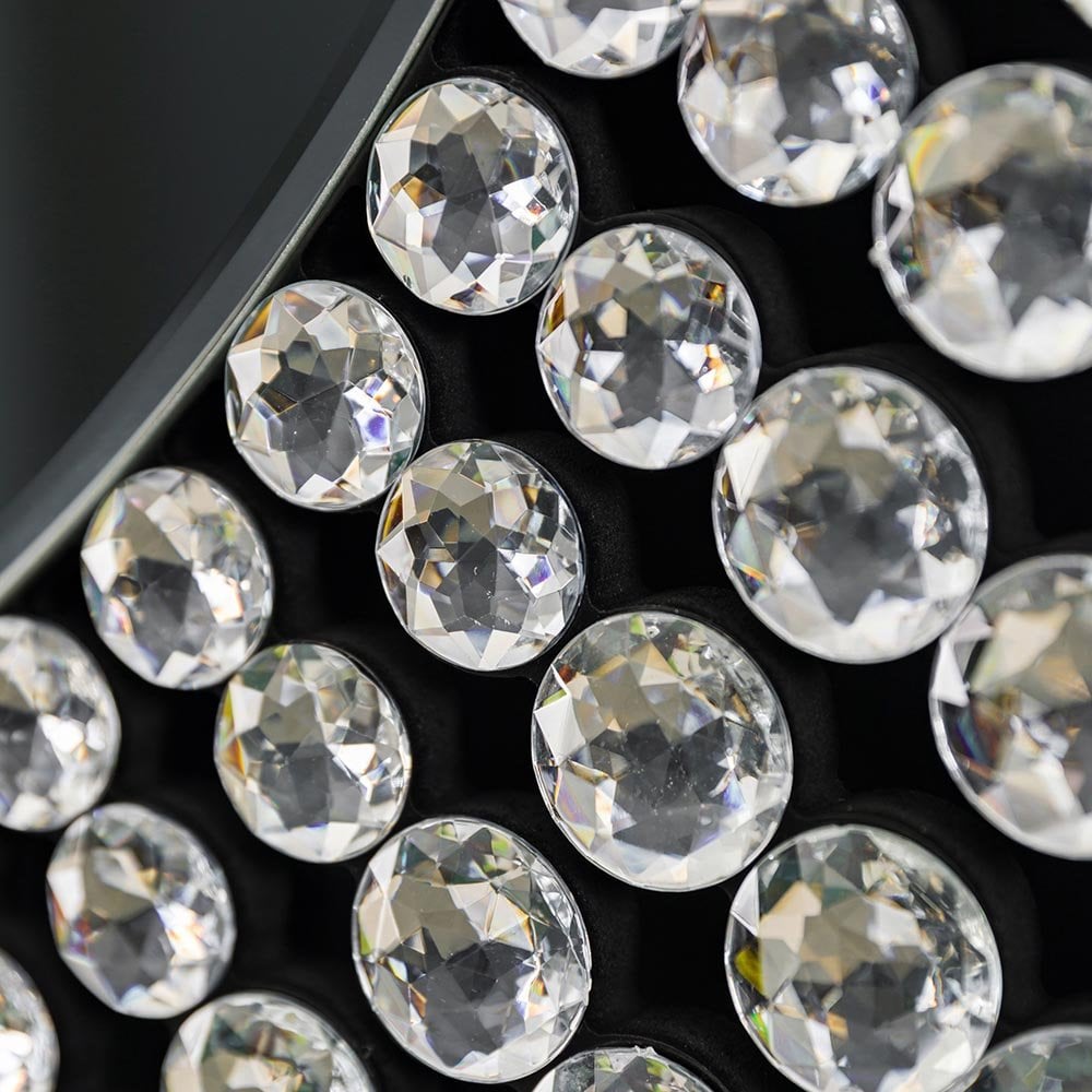 Mura Riley Round Wall Mirror - Clear Faceted Acrylic Edge