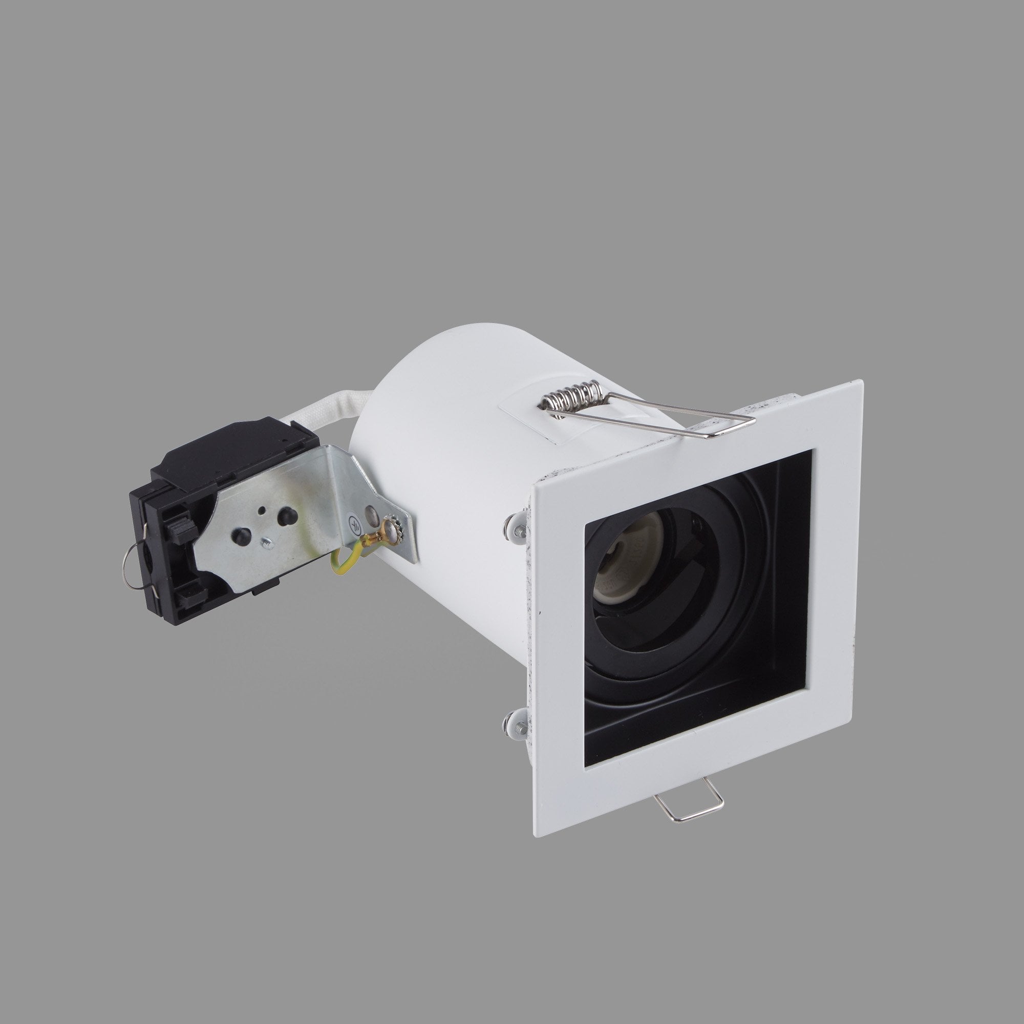 Context London Single Square Adjustable GU10 Downlight - Matt White & Matt Black - Fire Rated