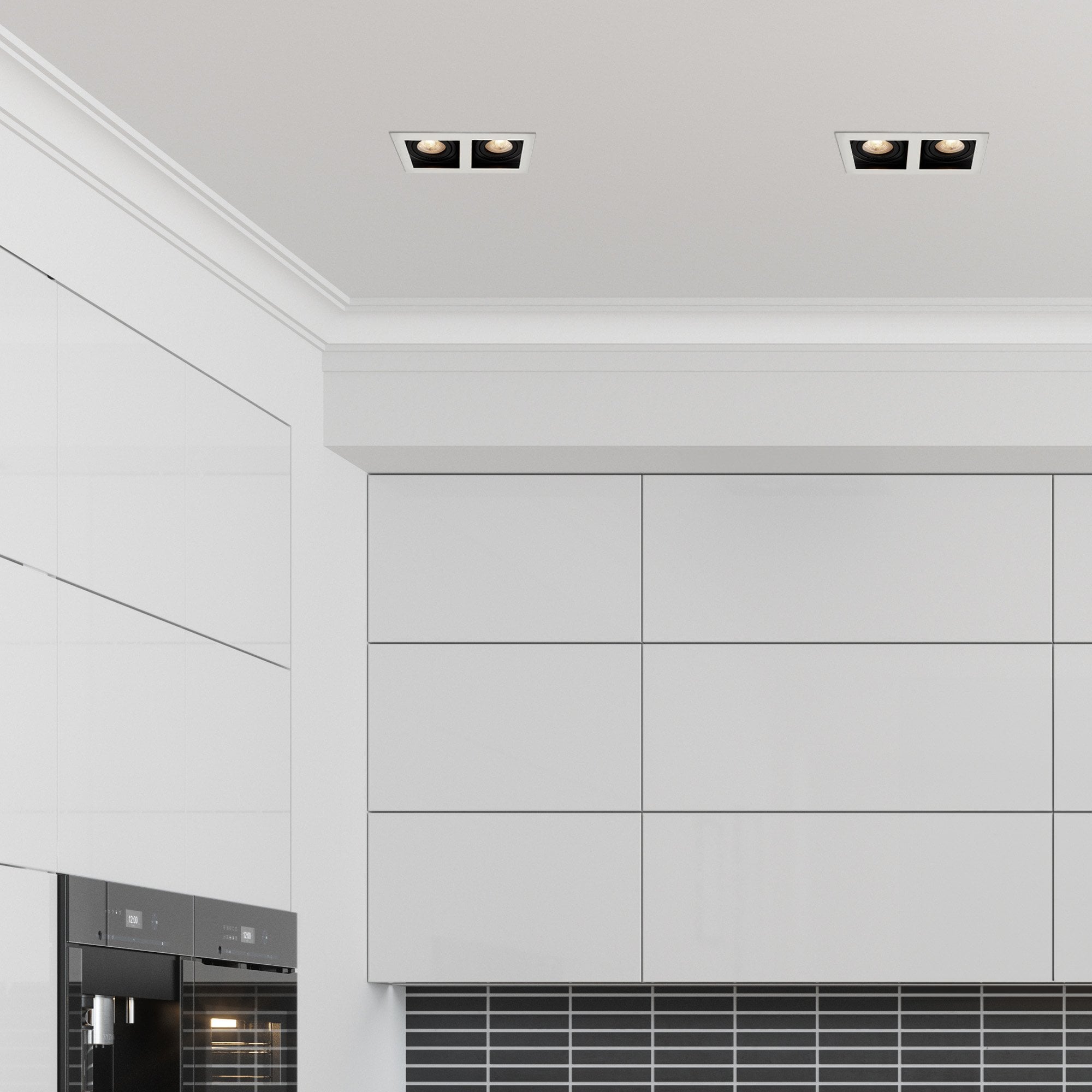 Context London Double Square Adjustable GU10 Downlight - Matt White & Matt Black - Fire Rated