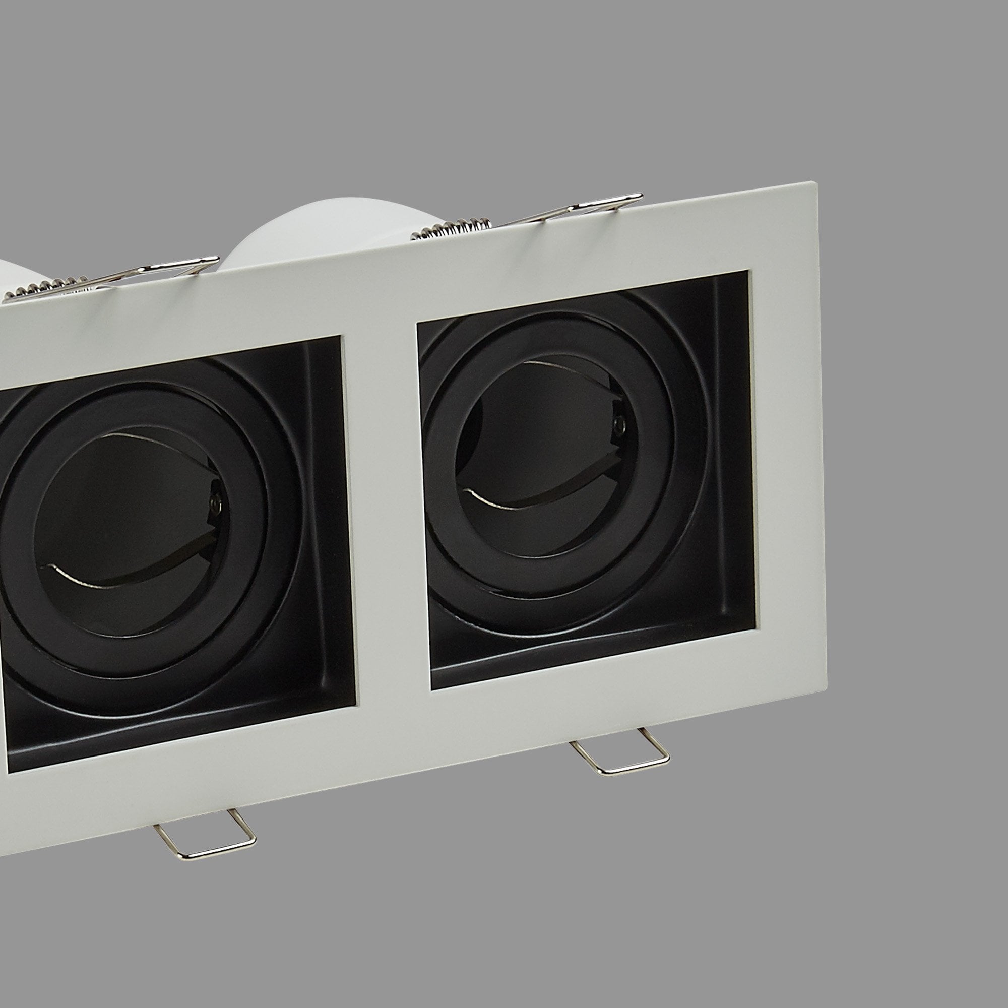 Context London Double Square Adjustable GU10 Downlight - Matt White & Matt Black - Fire Rated