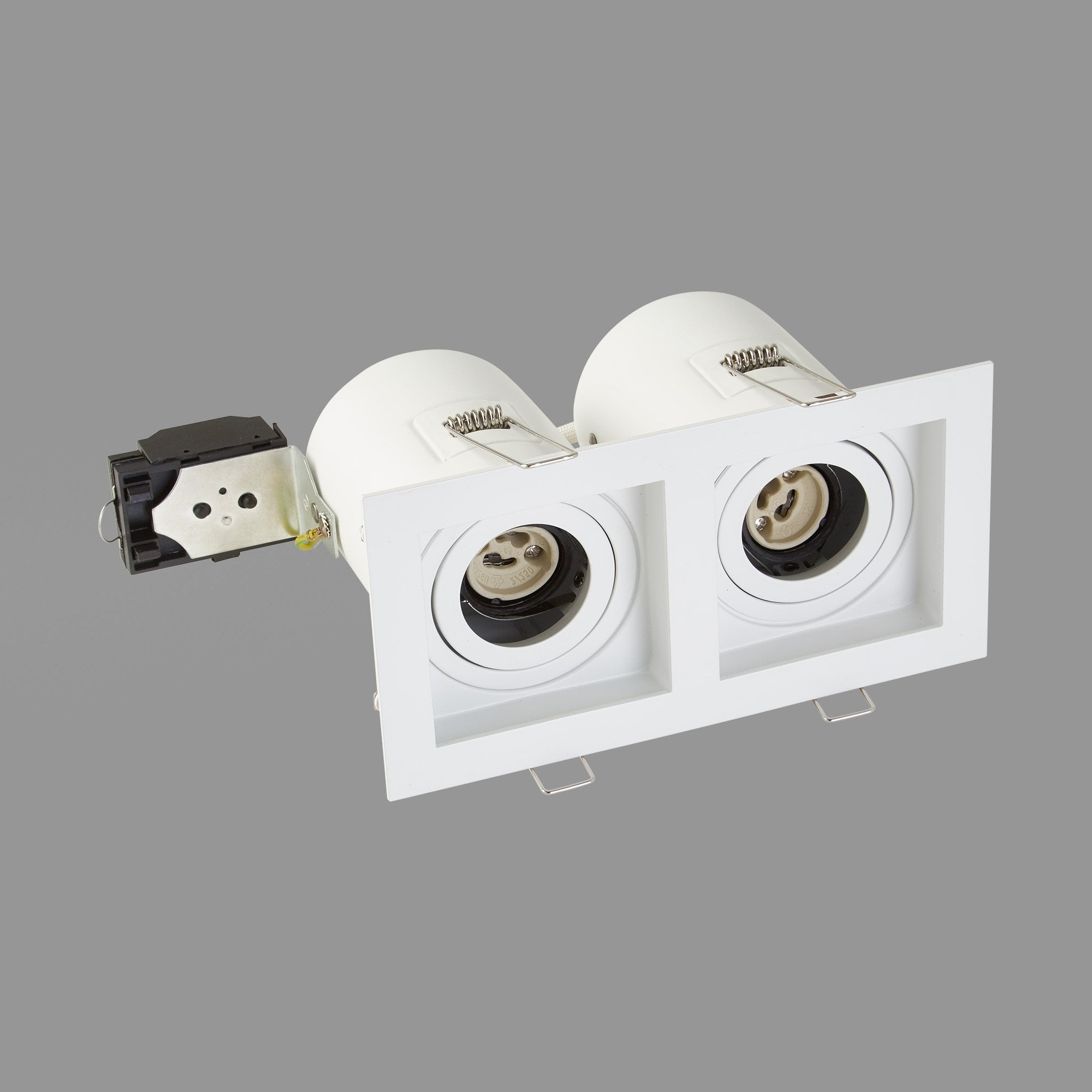 Context London Double Square Adjustable GU10 Downlight - Matt White - Fire Rated