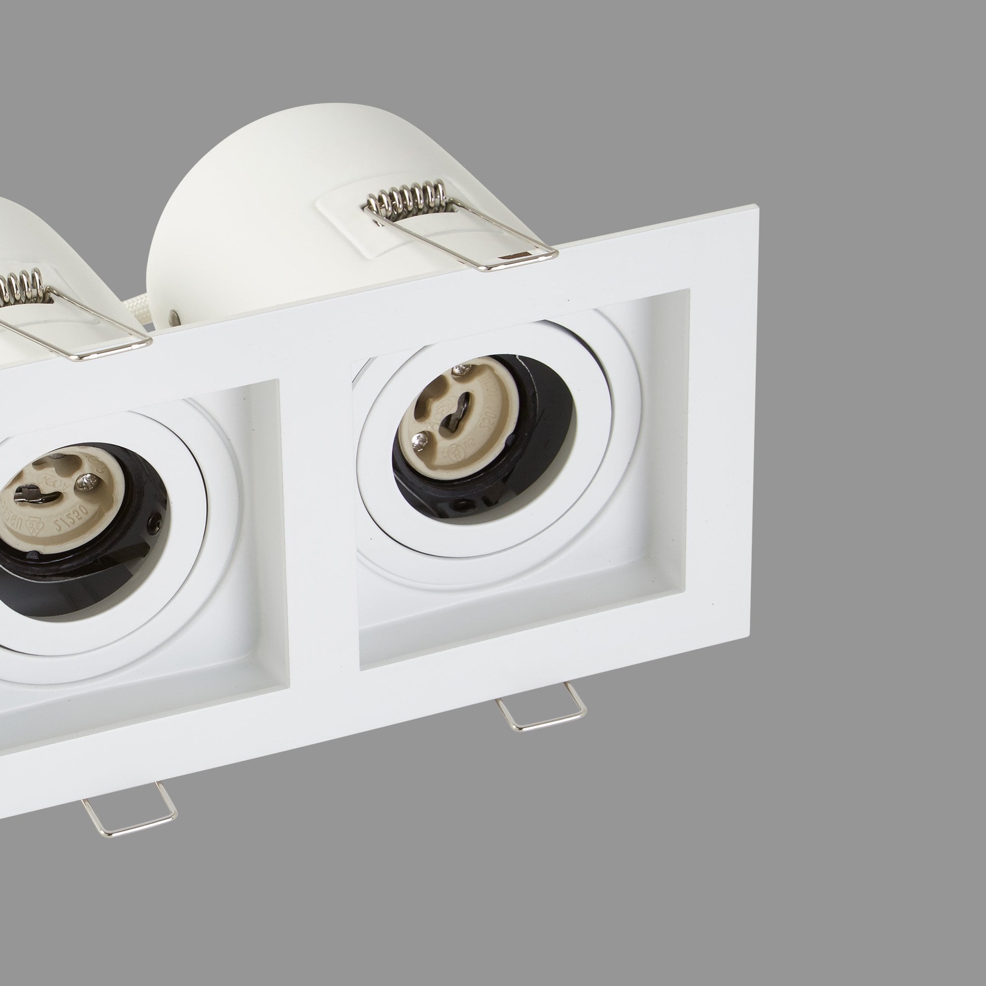 Context London Double Square Adjustable GU10 Downlight - Matt White - Fire Rated