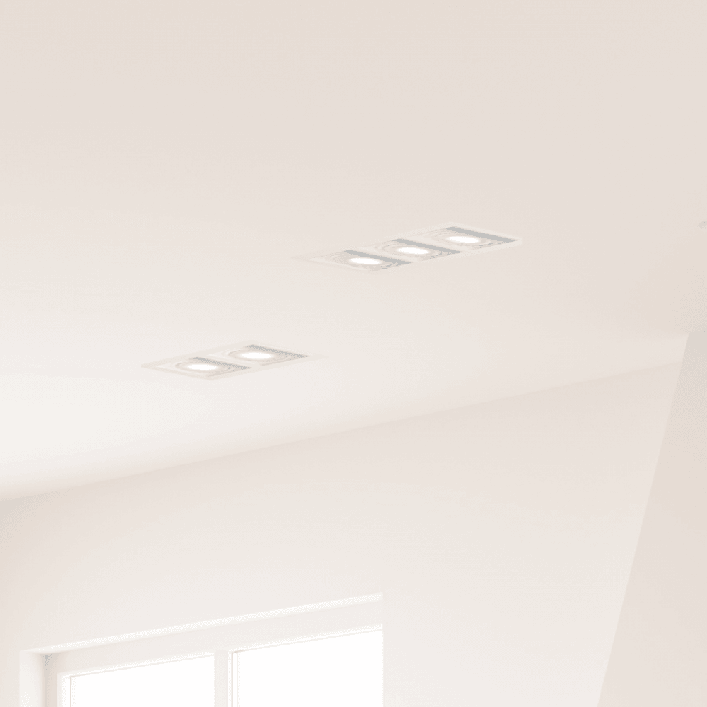 Context London Double Square Adjustable GU10 Downlight - Matt White