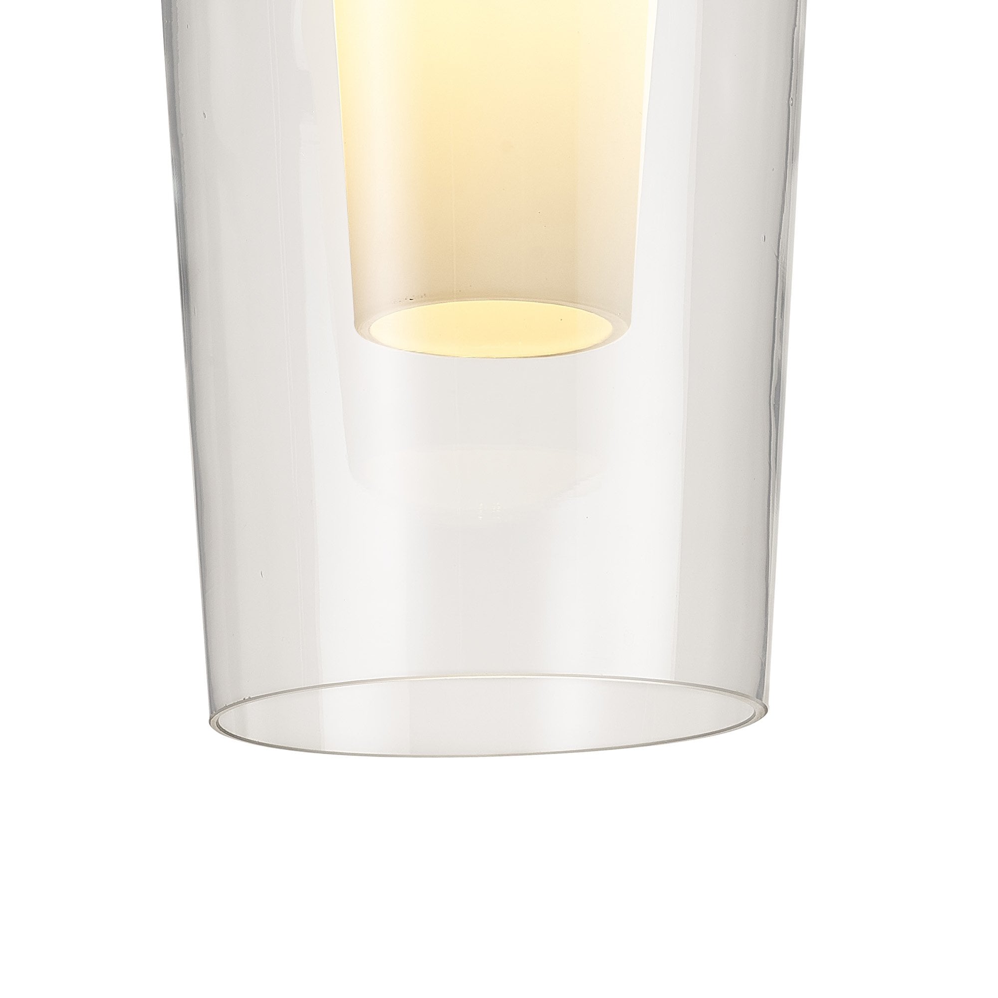 Mantra Nora 1 Light Semi-Flush Ceiling Light - White, Wood & Clear Glass With Frosted Inner