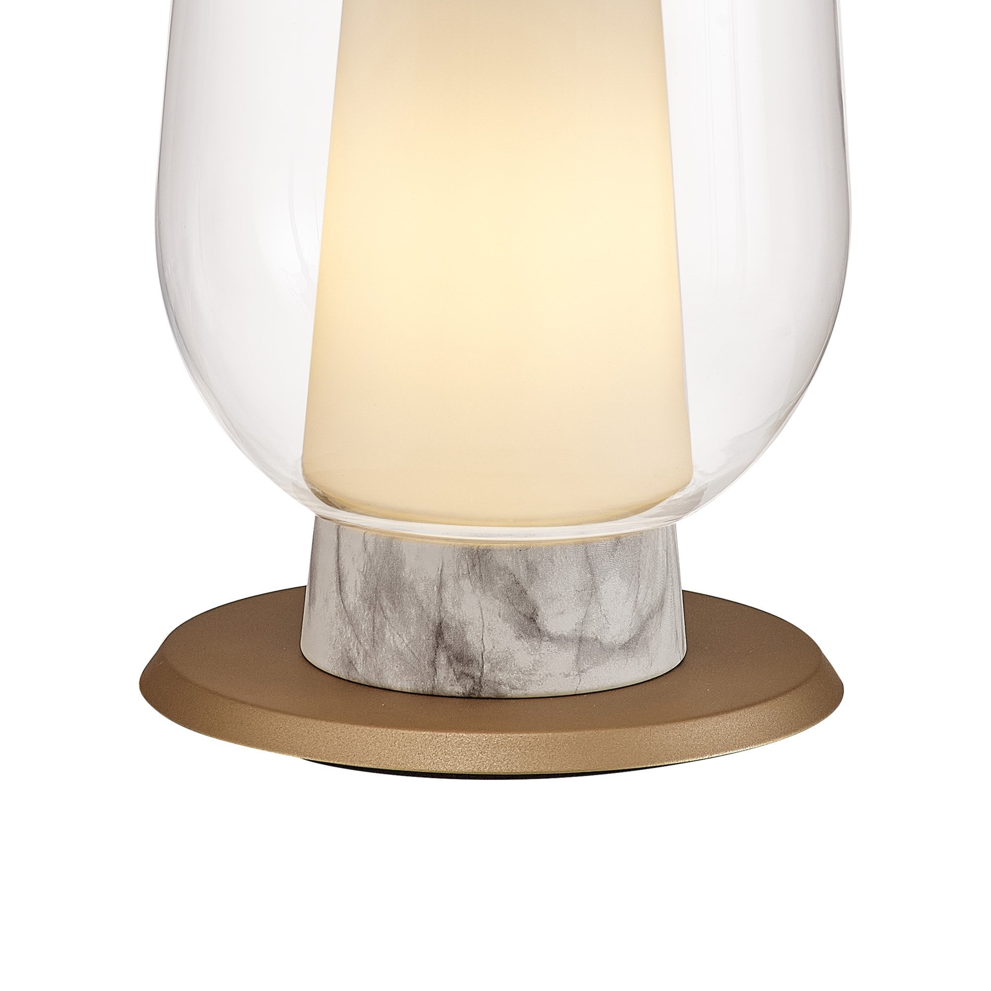 Mantra Nora 1 Light Table Lamp - Gold, White & Clear Glass With Frosted Inner