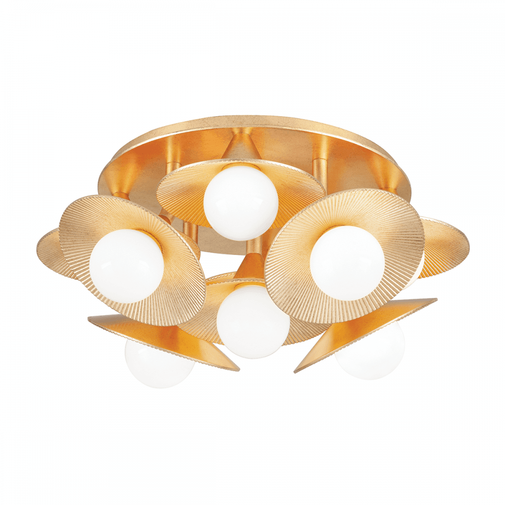 Corbett Emerald 9 Light Semi Flush - Vintage Gold Leaf